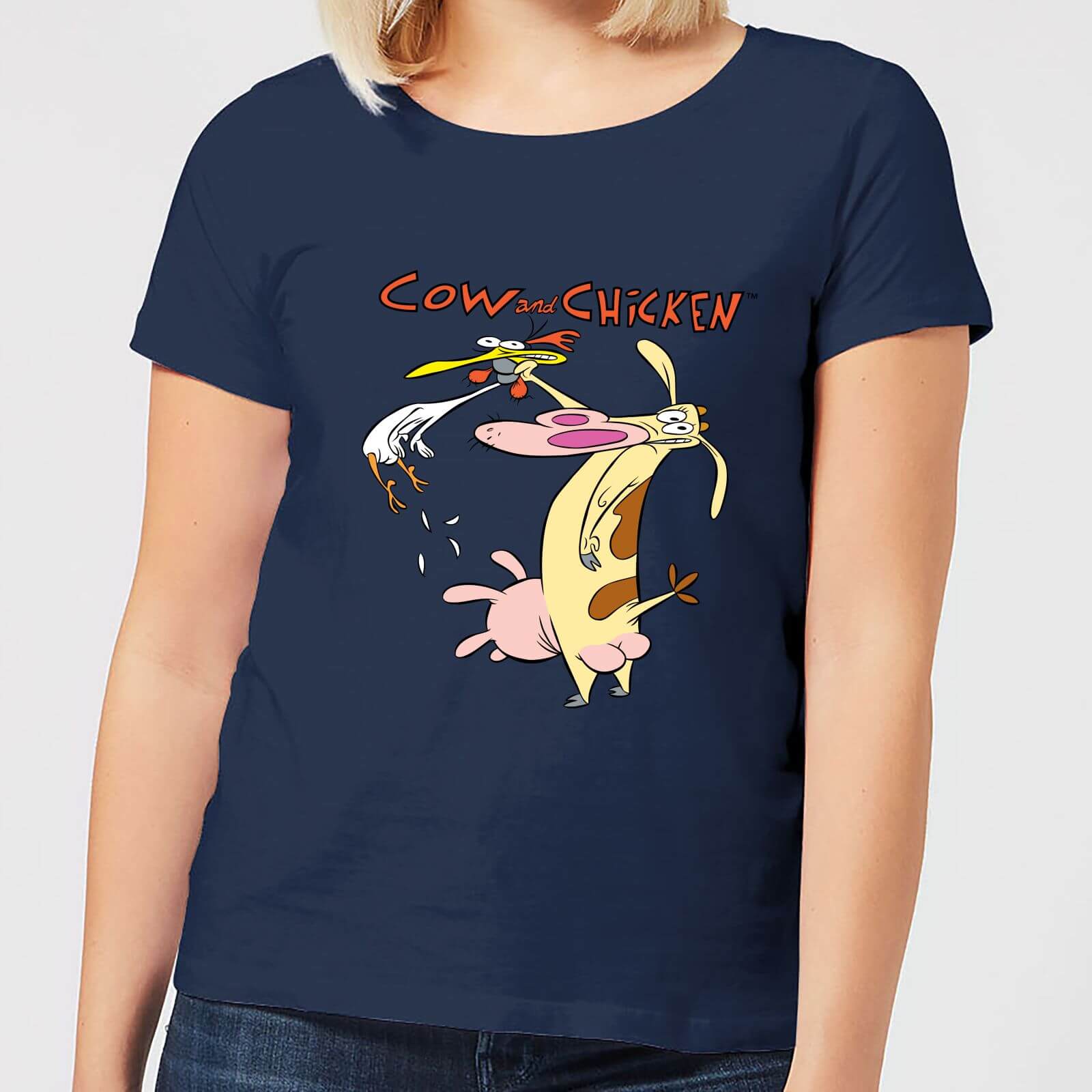 

Cow and Chicken Characters Women's T-Shirt - Navy - S