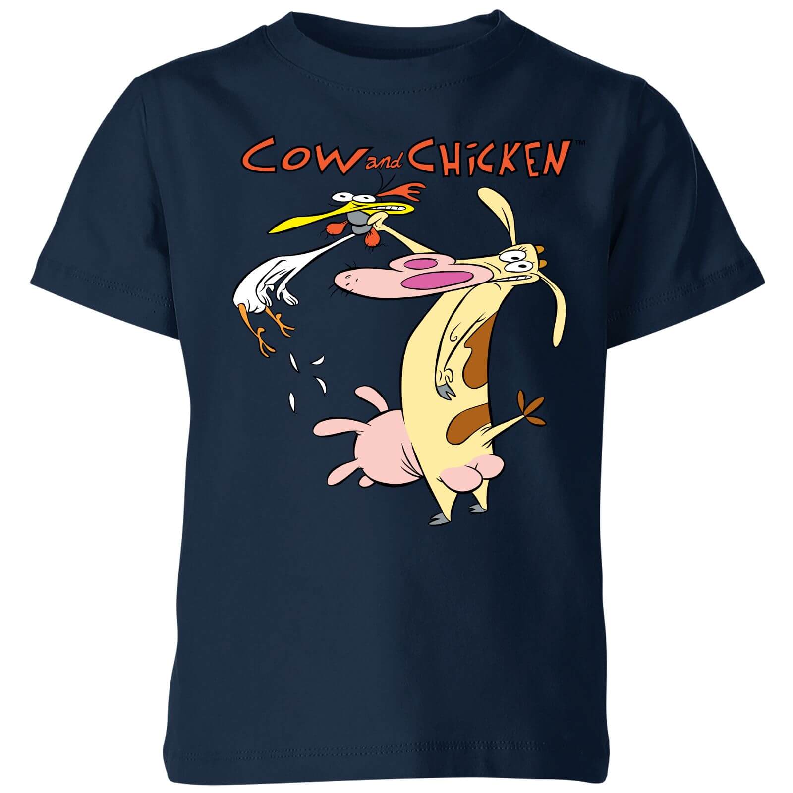 

Cow and Chicken Characters Kids' T-Shirt - Navy - 9-10 Anni - Blu Navy