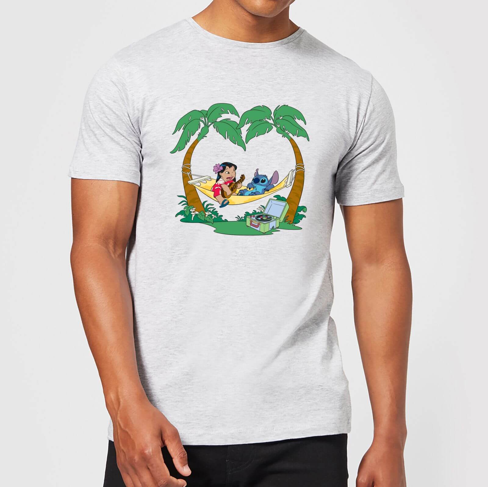 

Disney Lilo And Stitch Play Some Music Men's T-Shirt - Grey - L