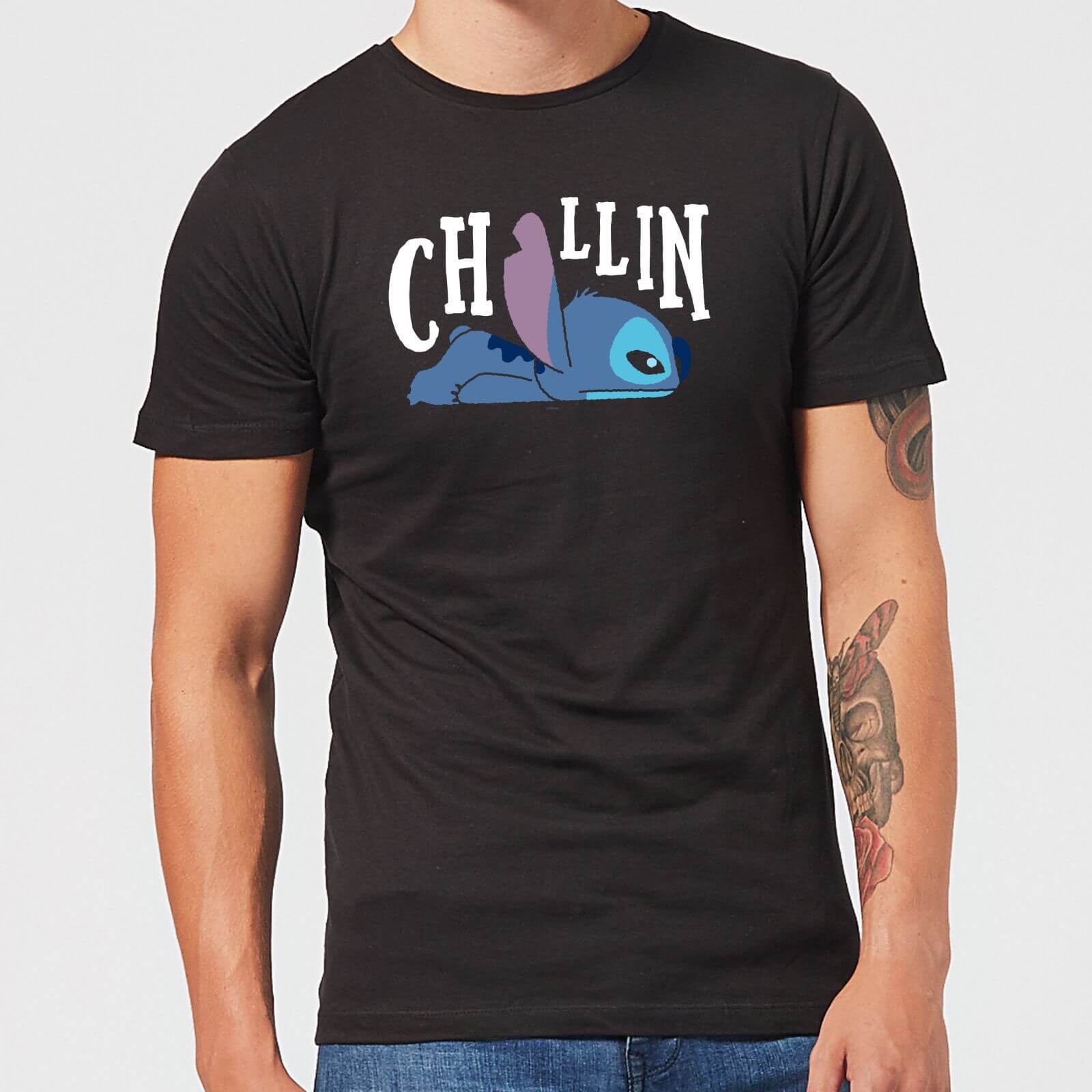 Disney Lilo And Stitch Chillin Men's T-Shirt - Black - S