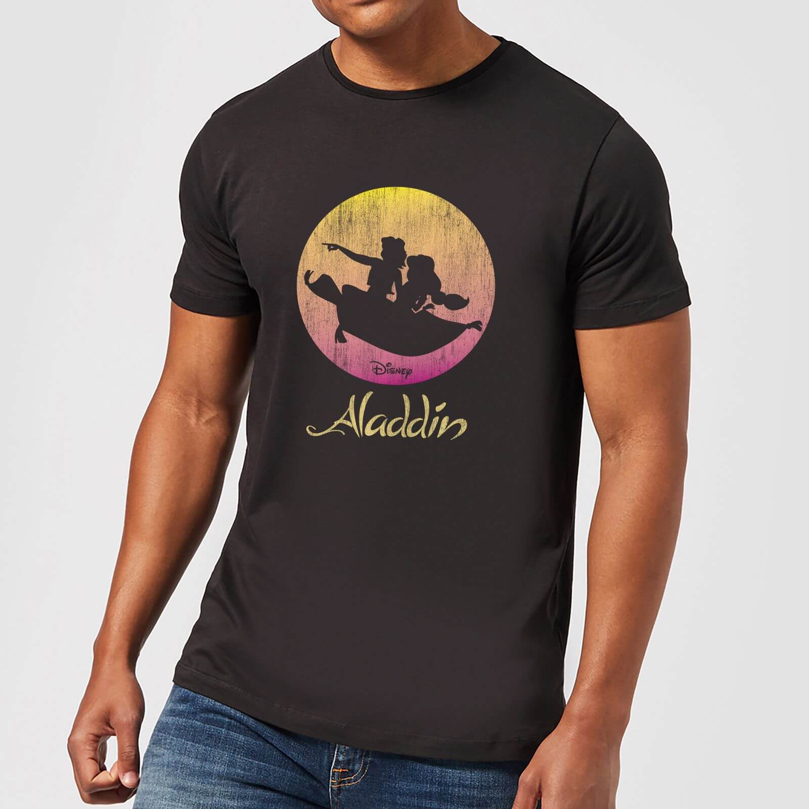 Disney Aladdin Flying Sunset Men's T-Shirt - Black - S - Black
