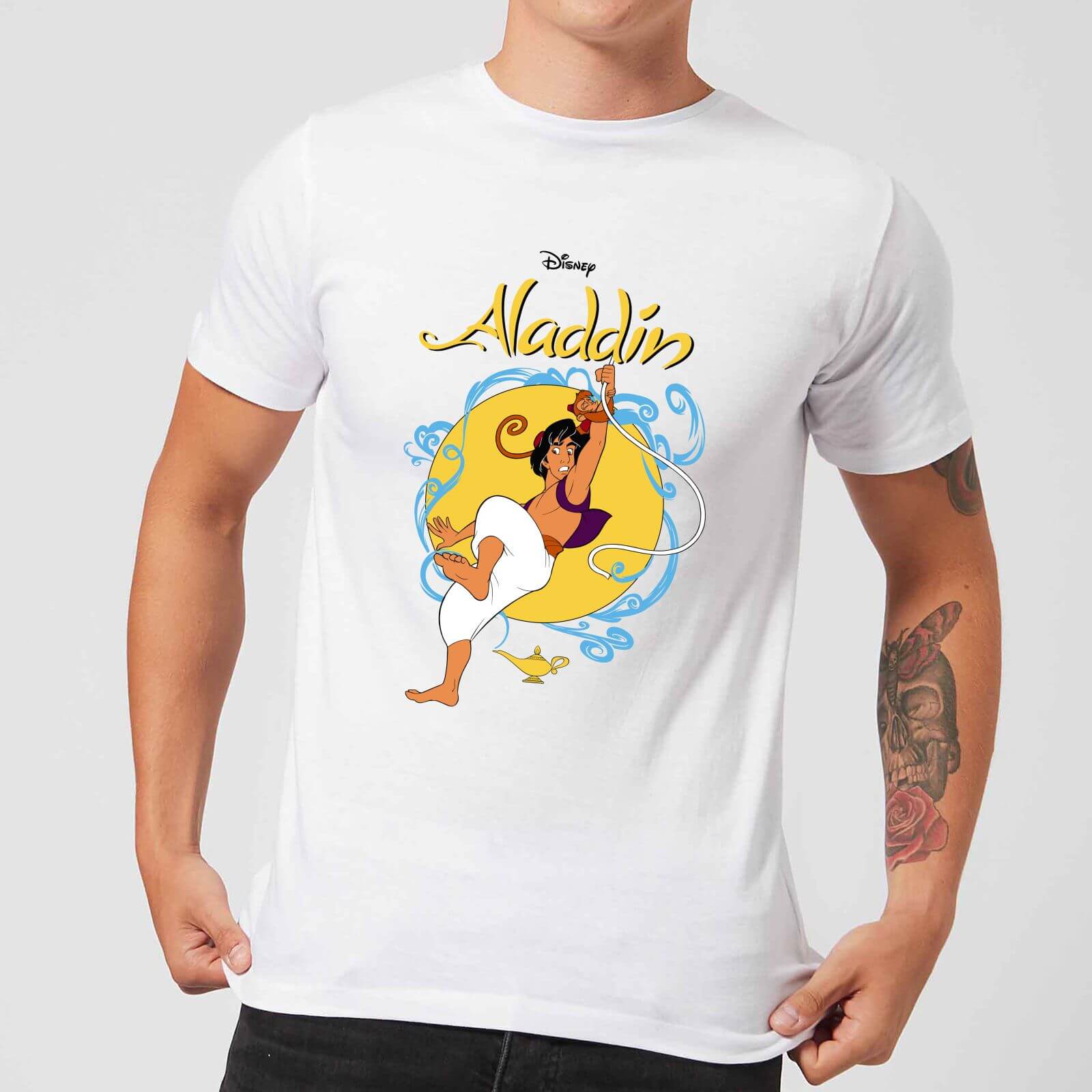 Disney Aladdin Rope Swing Mens T Shirt   White   XL