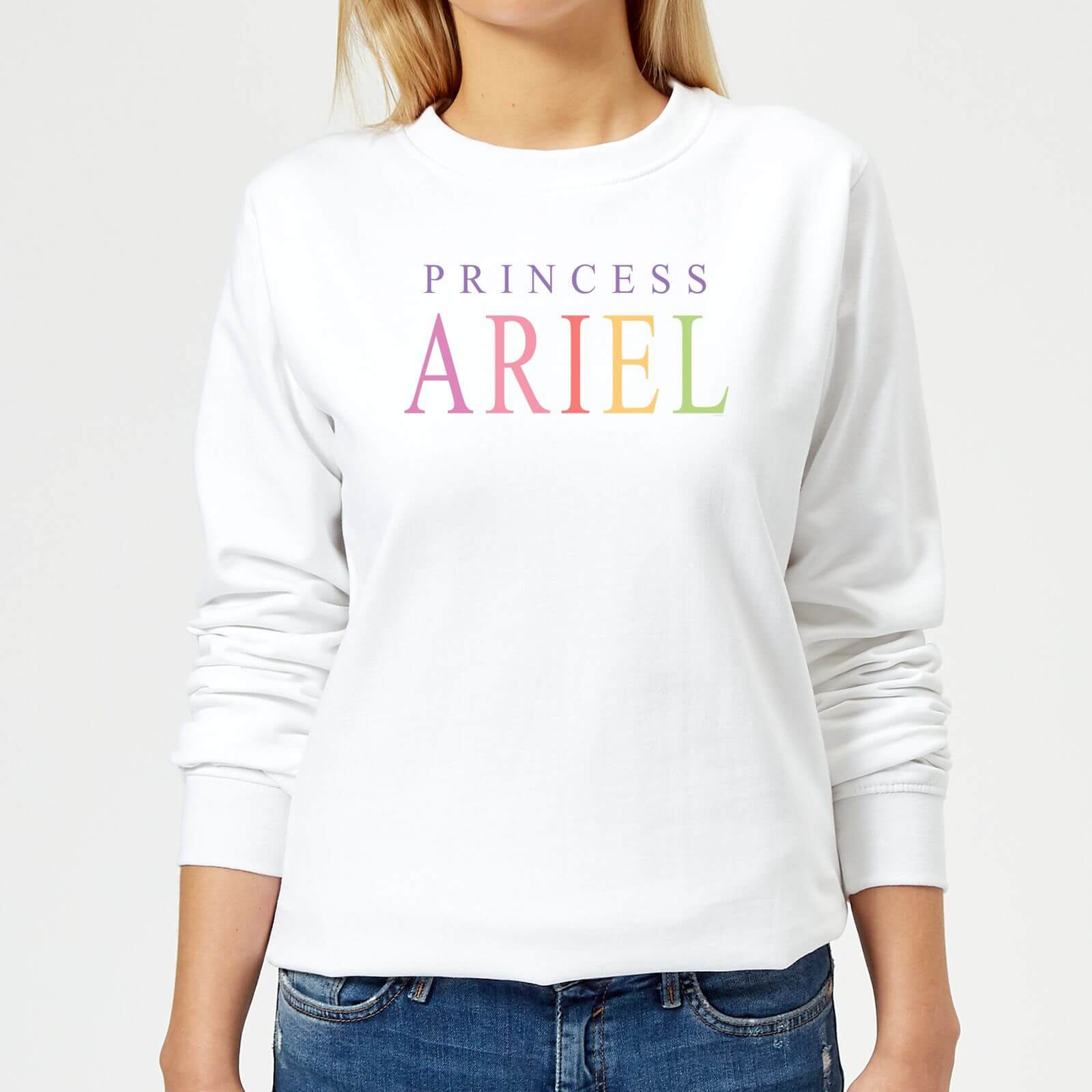 disney the little mermaid princess ariel women's sweatshirt - white - m