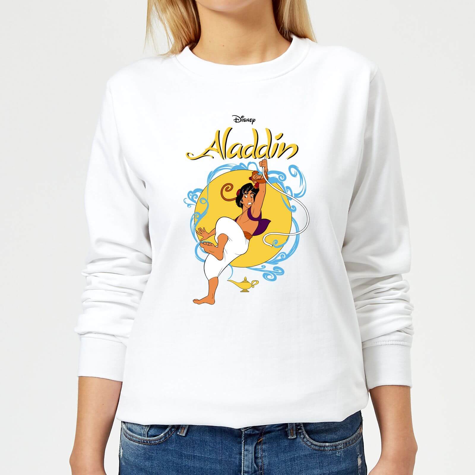 Disney Aladdin Rope Swing Womens Sweatshirt   White   XXL   White