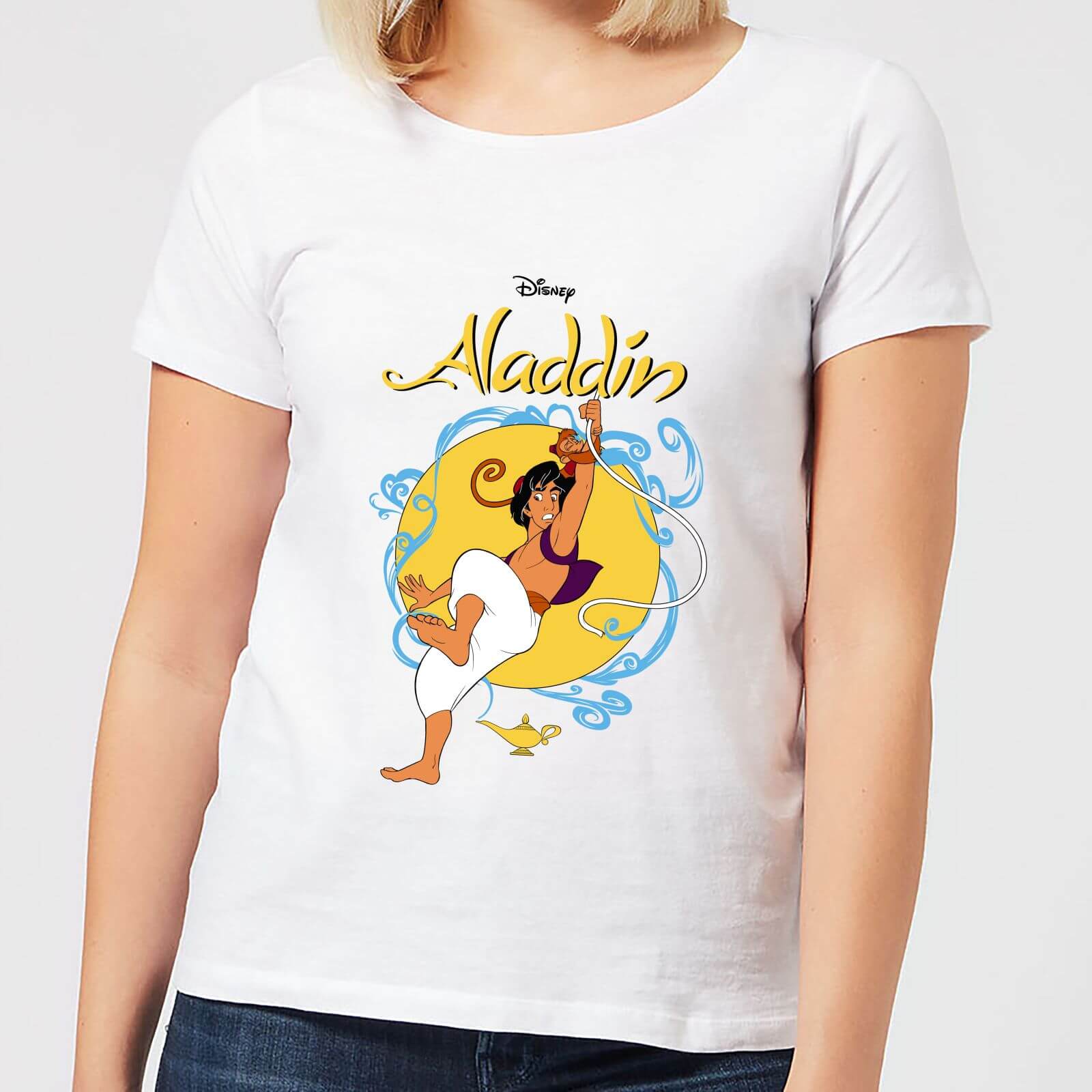 Disney Aladdin Rope Swing Womens T-Shirt - White - XL - White
