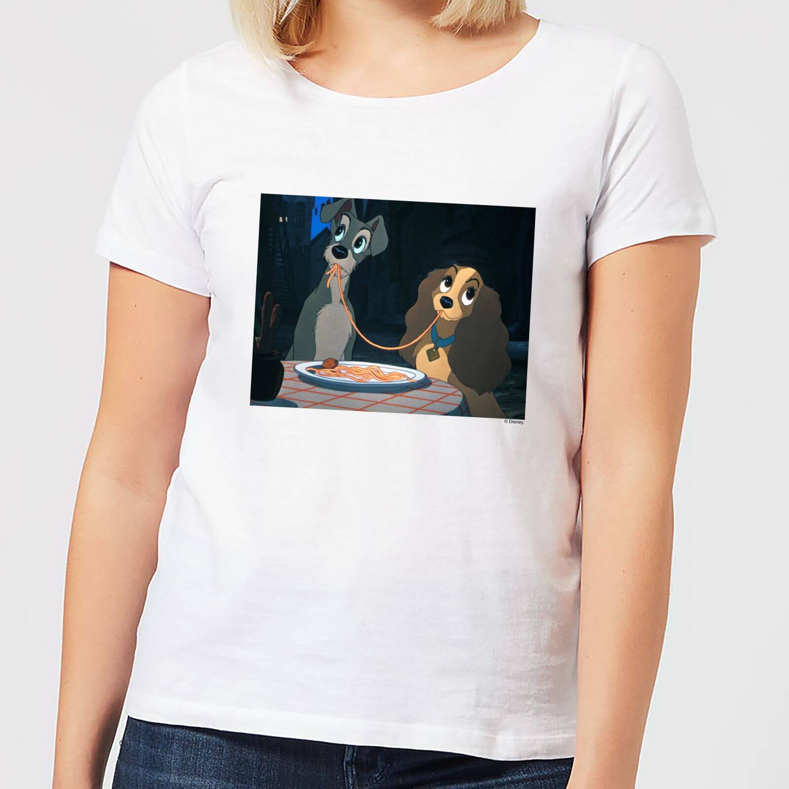 

Disney Lady And The Tramp Spaghetti Scene Women's T-Shirt - White - M