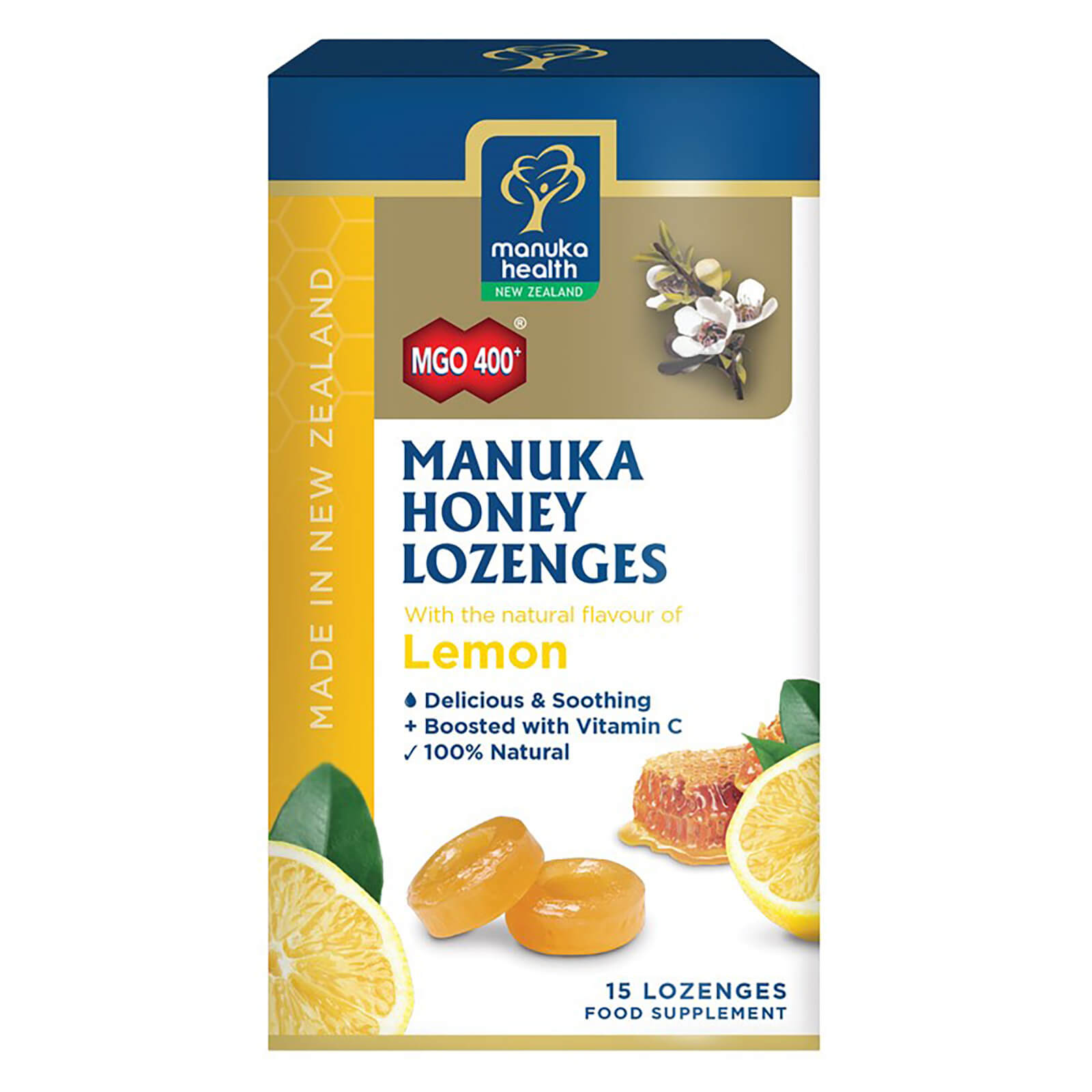 MGO 400+ Manuka Honey Lozenges with Lemon – 15 Lozenges lookfantastic.com imagine