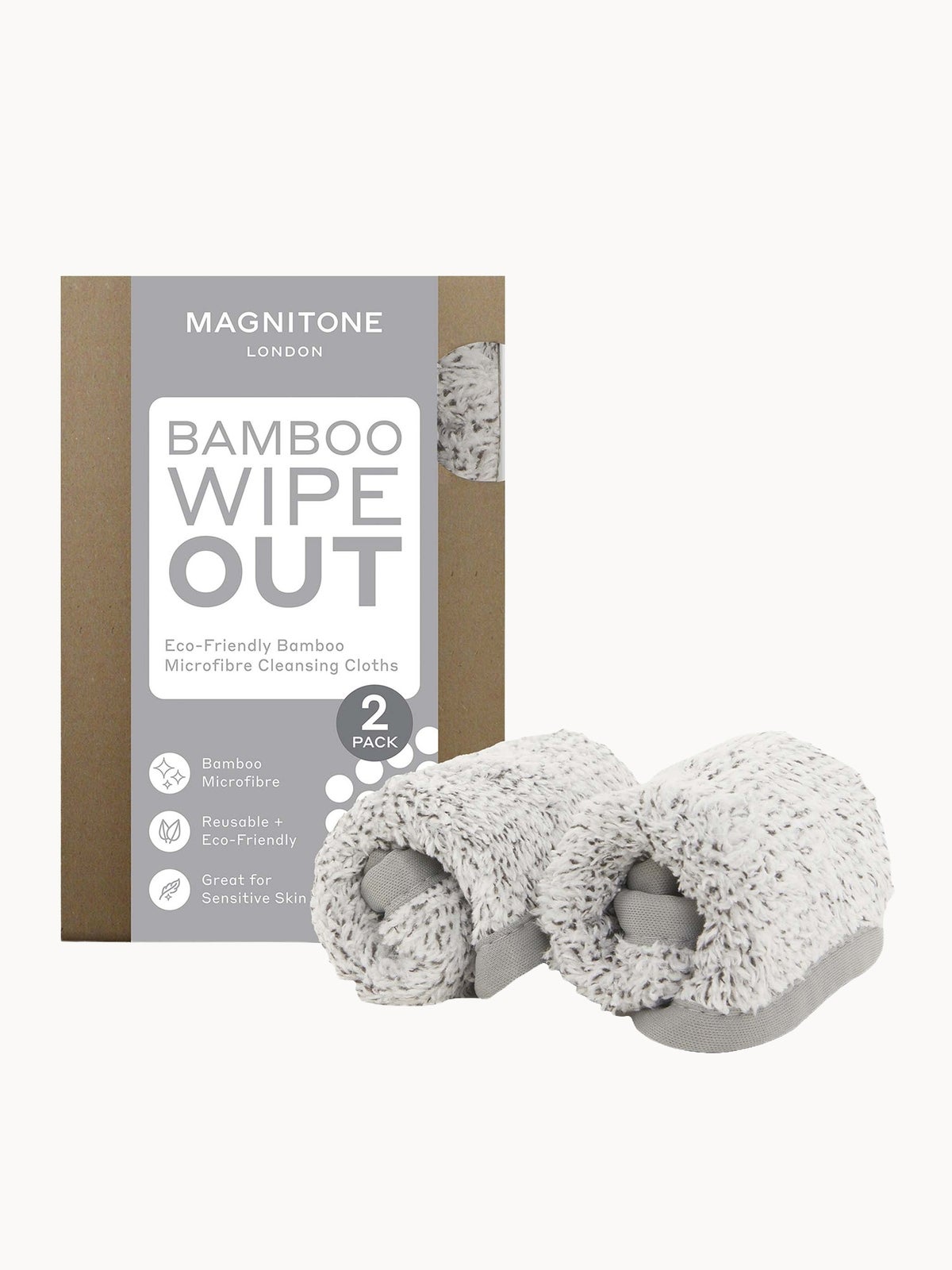 MAGNITONE WipeOut 100% Microfibre Bamboo Cleansing Cloths 2 Pack