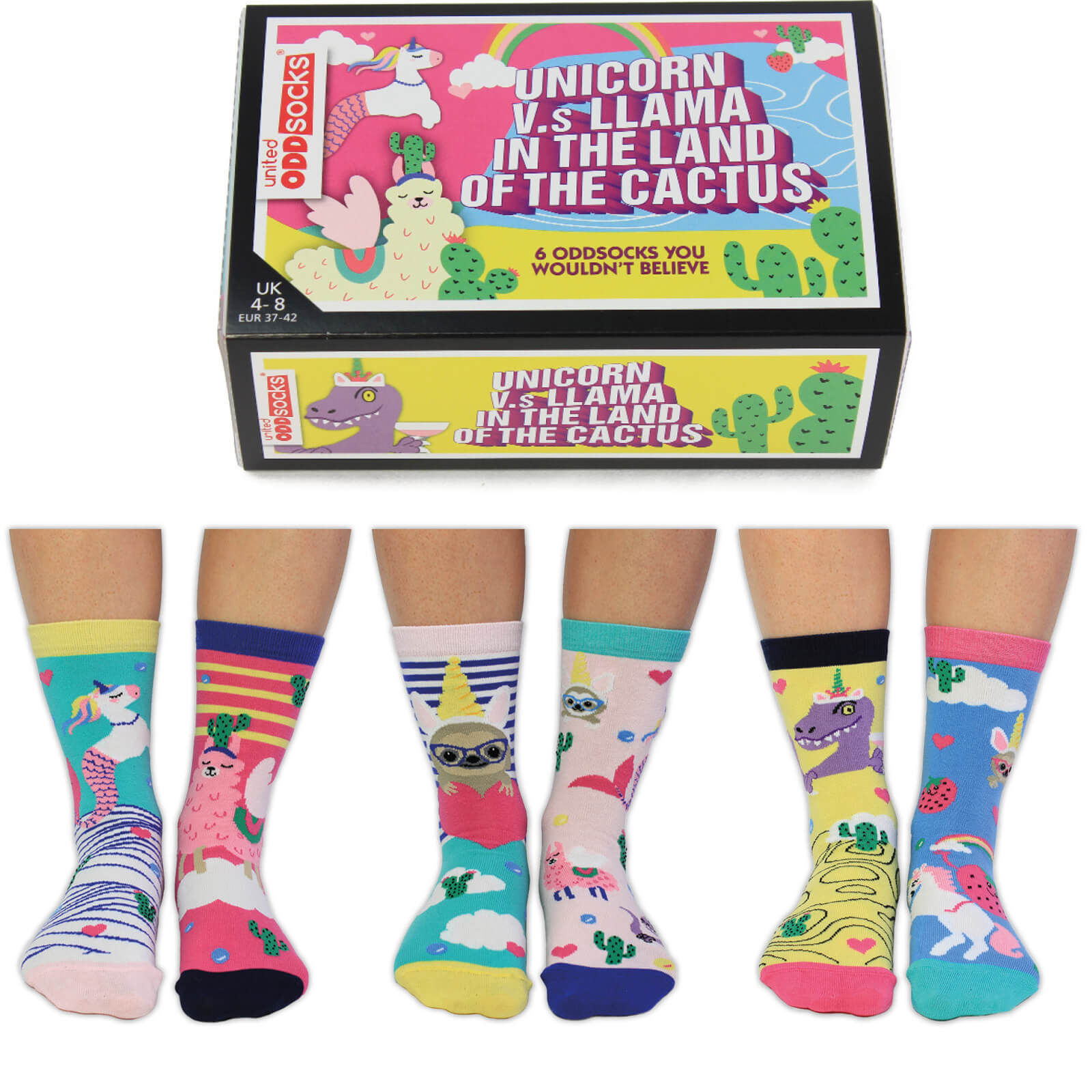 United Oddsocks Women's Unicorn vs Llama Socks Gift Set (UK 4-8)