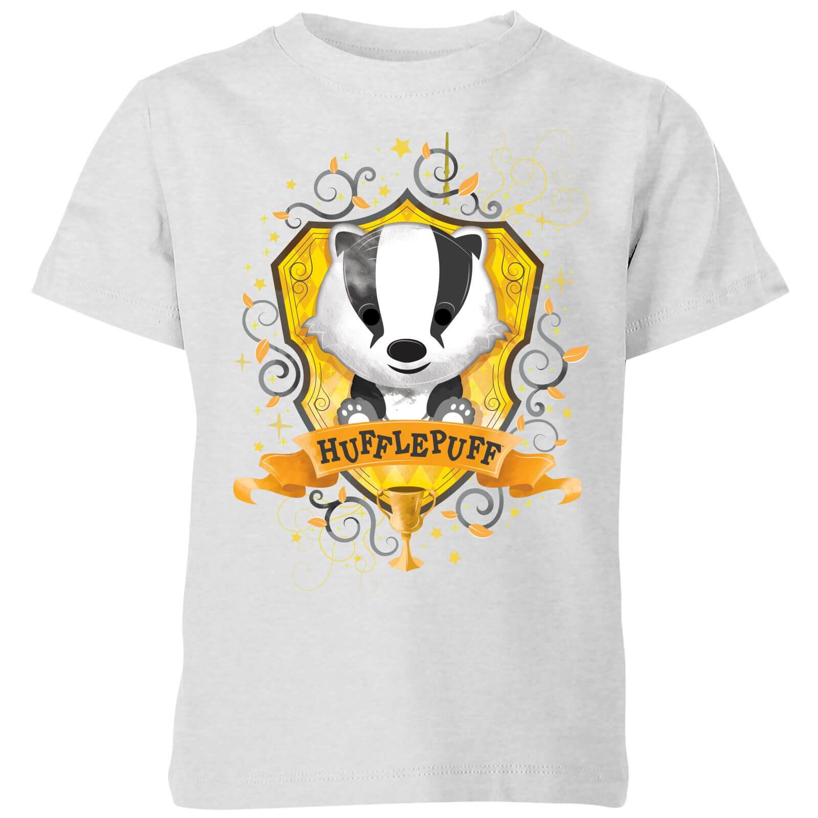 Harry Potter Kids Hufflepuff Crest Kids' T-Shirt - Grey - 3-4 Years