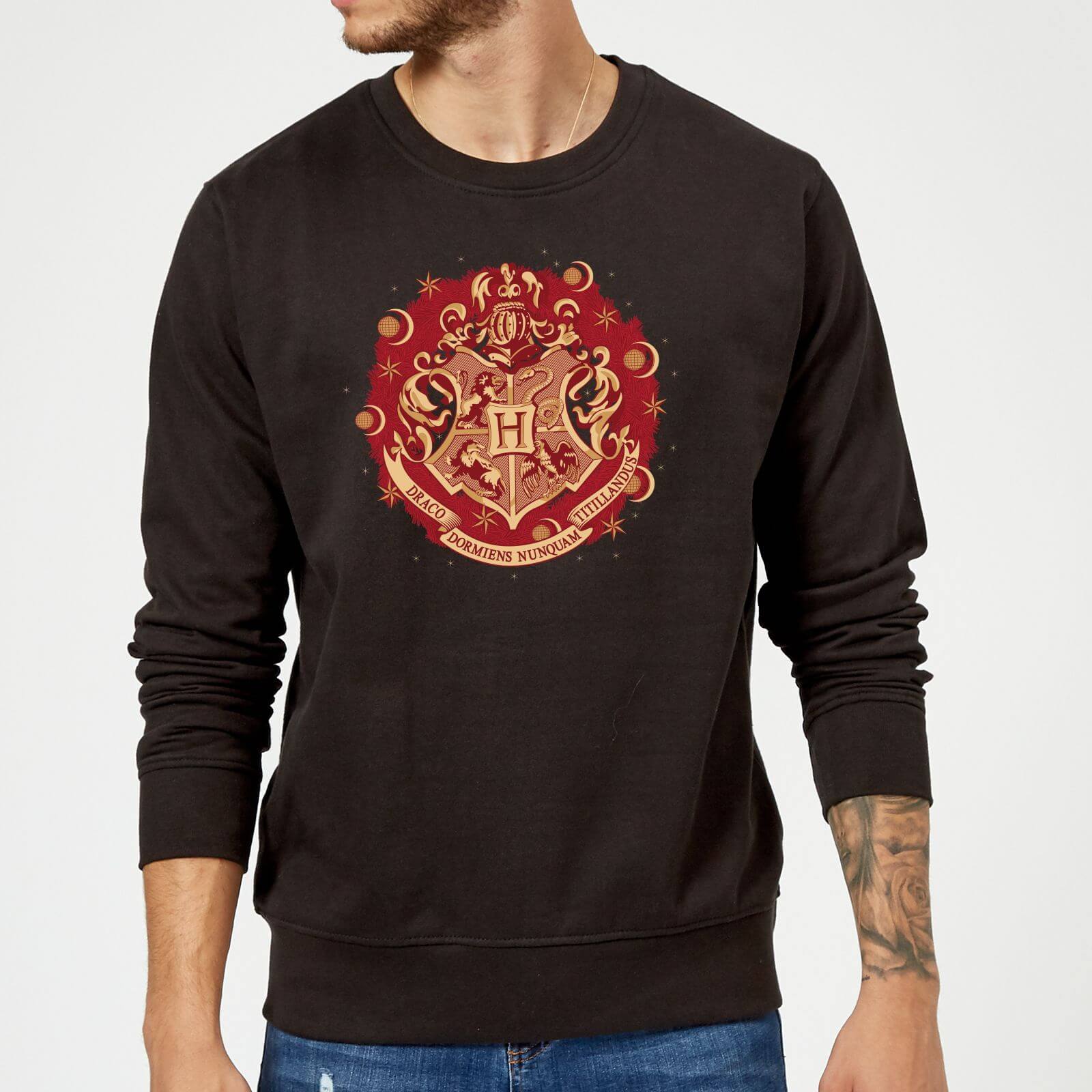 Harry Potter Hogwarts Christmas Crest Sweatshirt - Black - S