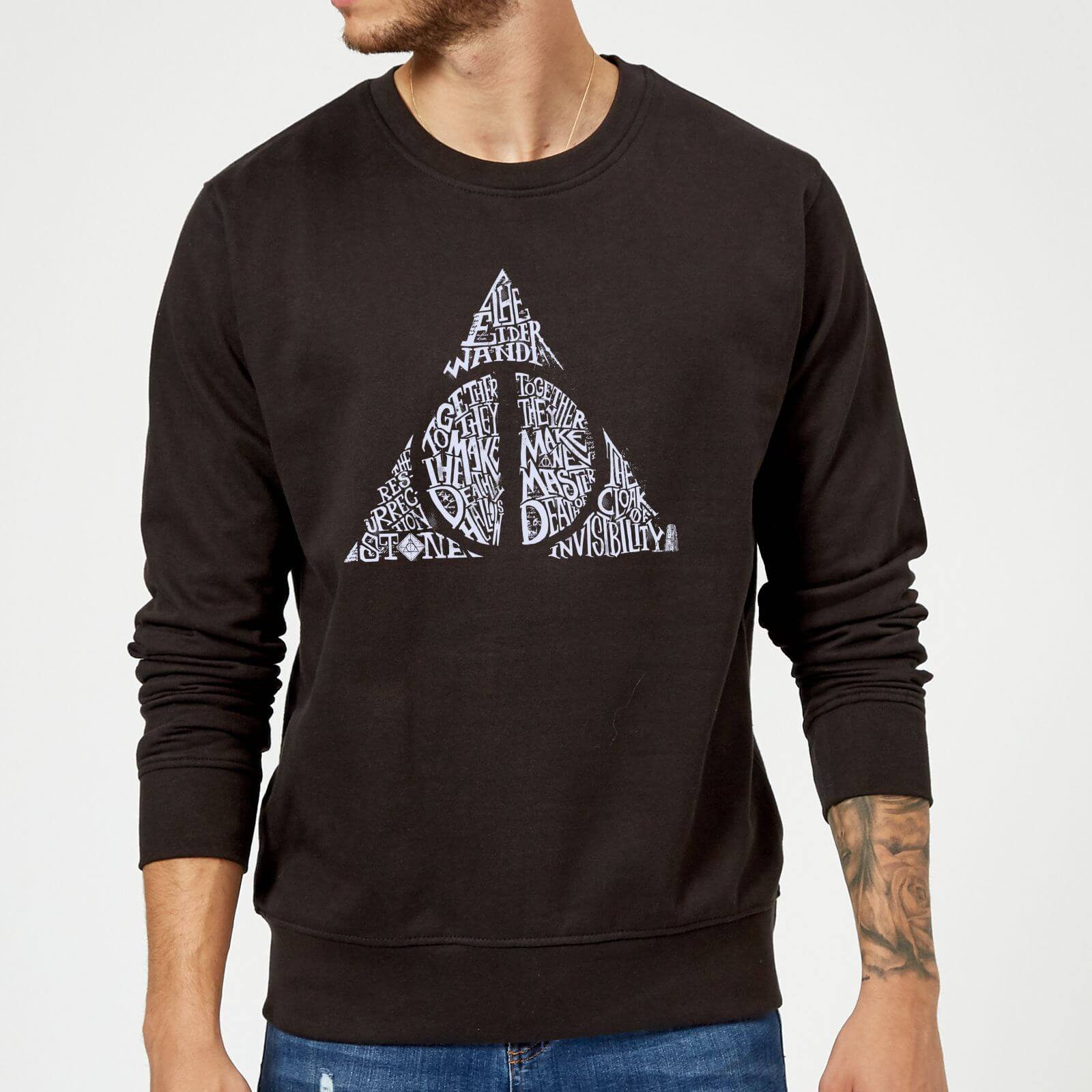 Felpa Harry Potter Deathly Hallows Text - Nero - M
