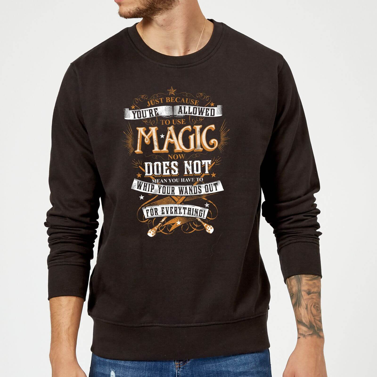 Harry Potter Whip Your Wands Out Sweatshirt - Black - M - Black