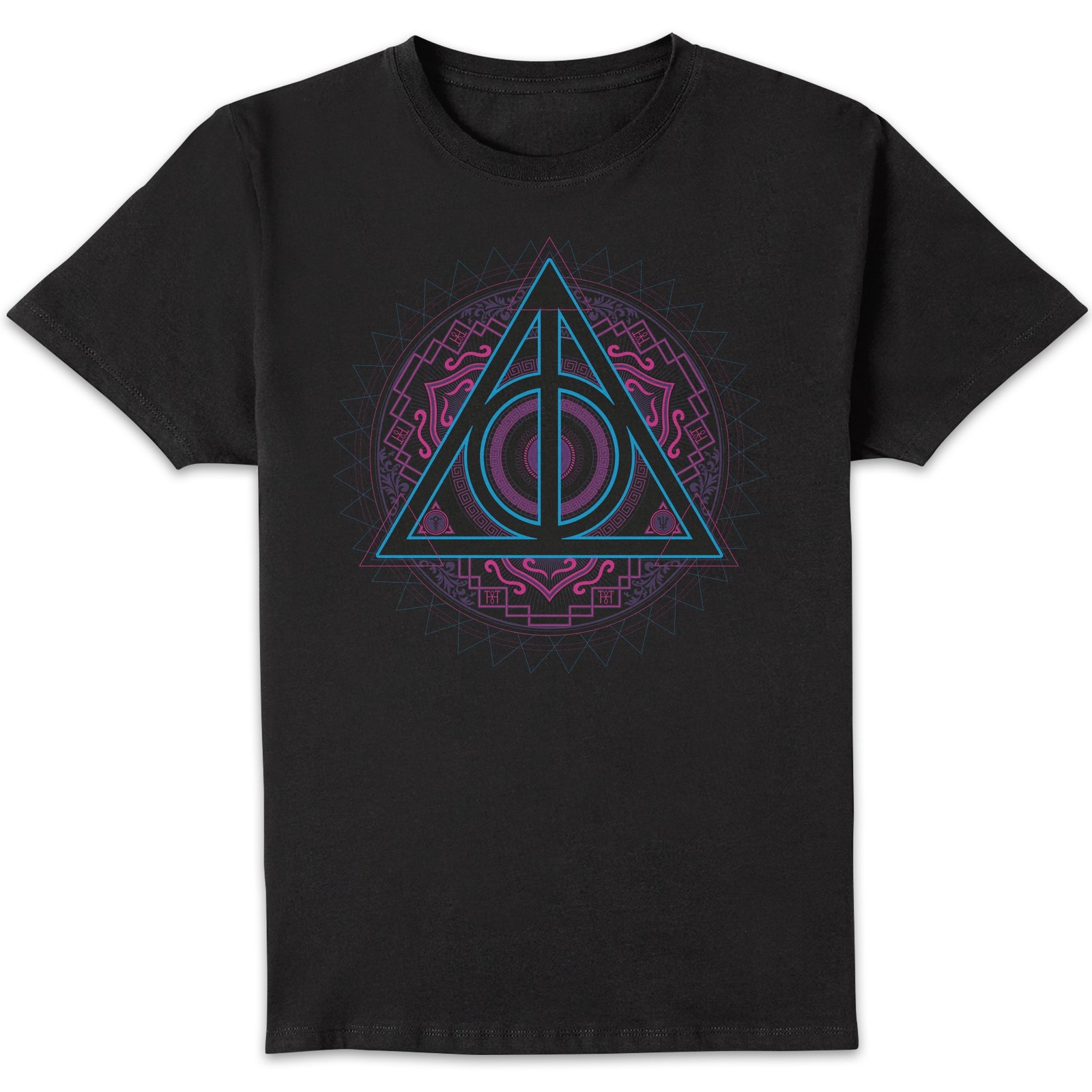 Harry Potter Deathly Hallows Neon Men's T-Shirt - Black - 5XL