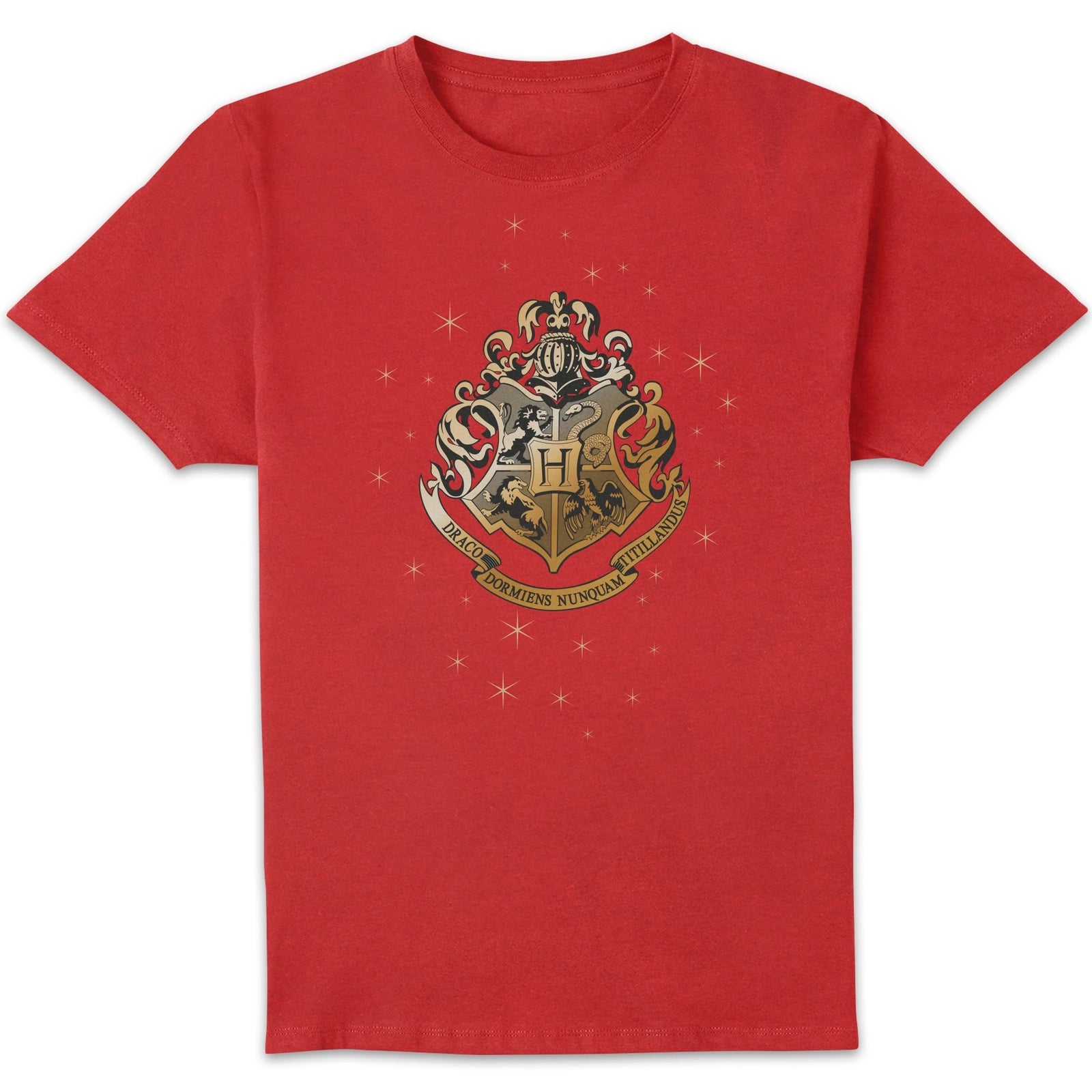 Harry Potter Star Hogwarts Gold Crest Homme T-shirt - Rouge