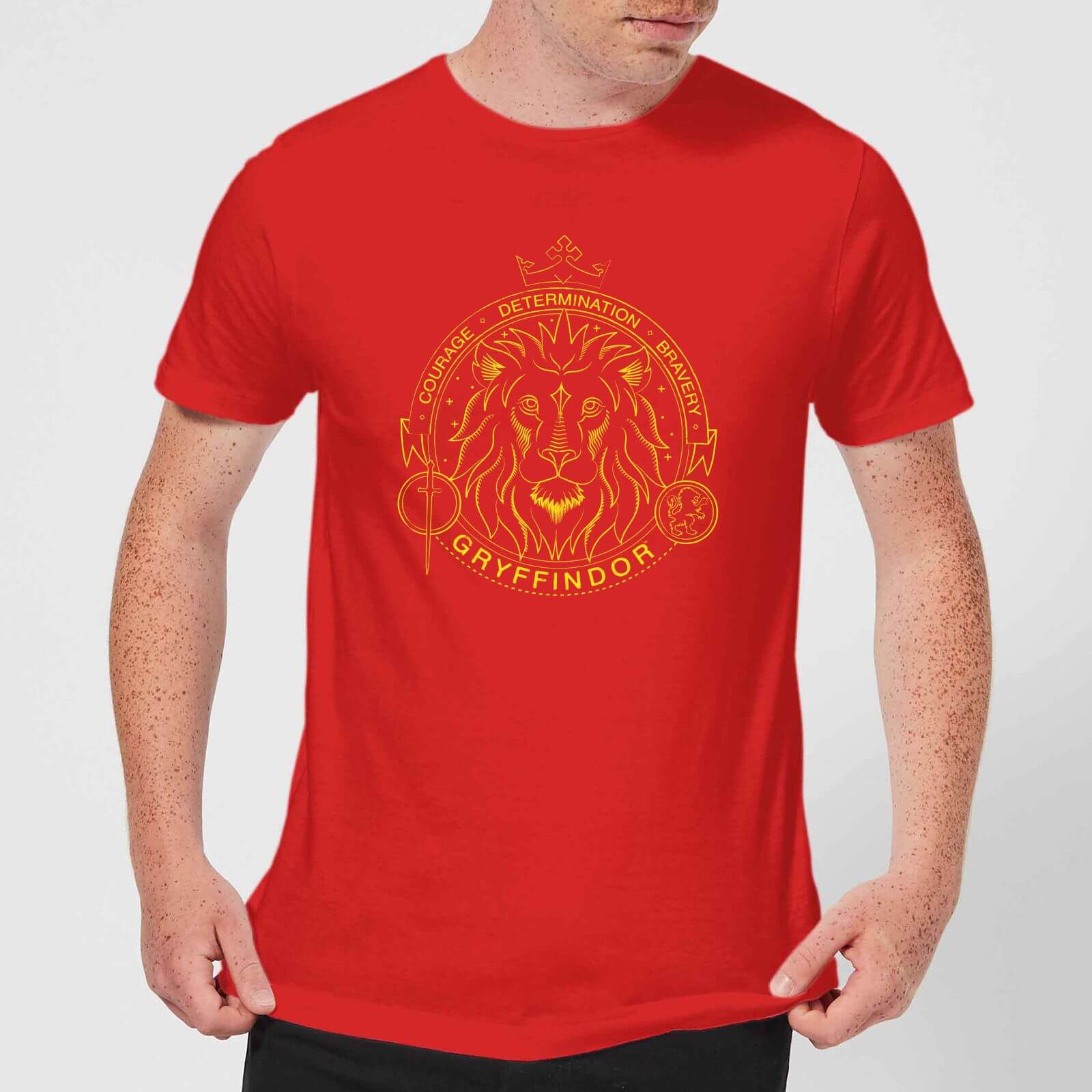 Harry Potter Gryffindor Lion Badge Men's T-Shirt - Red - S - Rot