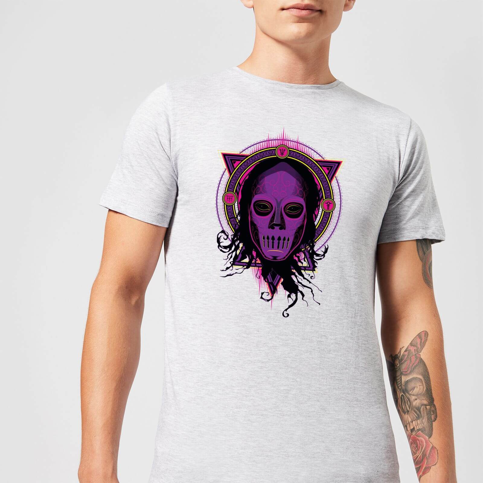 Harry Potter Death Mask 2 Neon Men's T-Shirt - Grey - XS - Gris