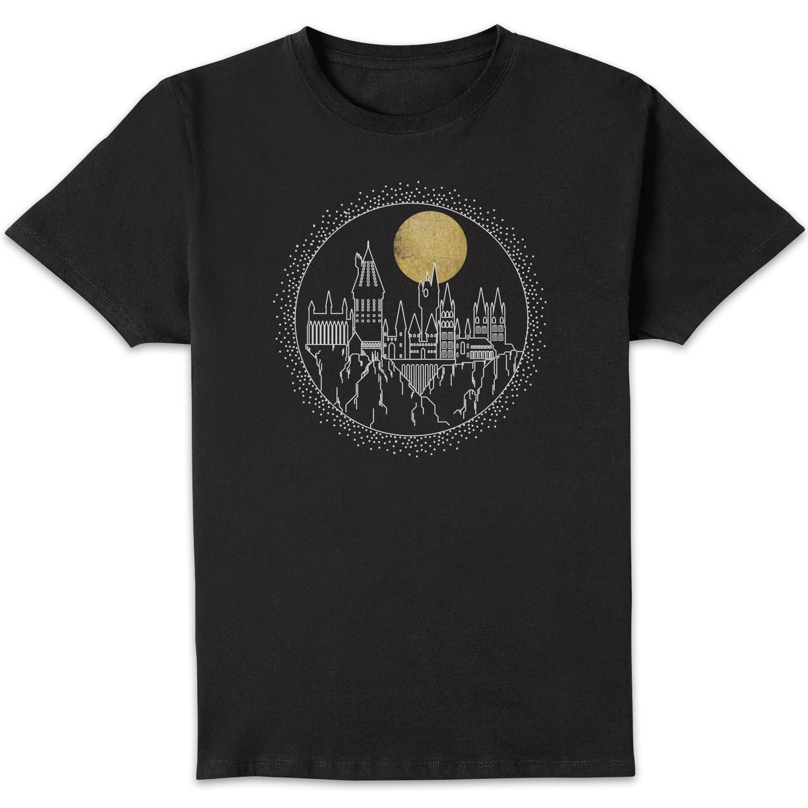 Harry Potter Hogwarts Castle Moon Men's T-Shirt - Black - XXL
