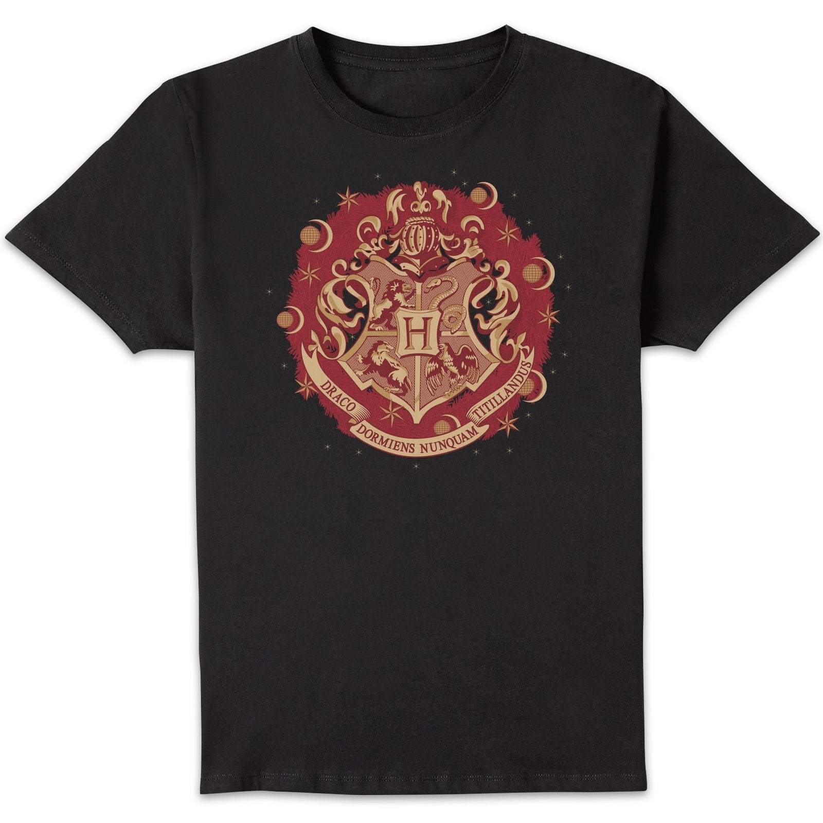 Harry Potter Hogwarts Christmas Crest Homme T-shirt - Noir