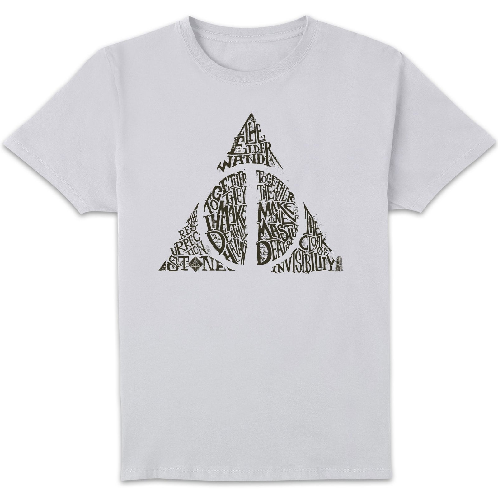 Harry Potter Deathly Hallows Text Men's T-Shirt - White - XXL