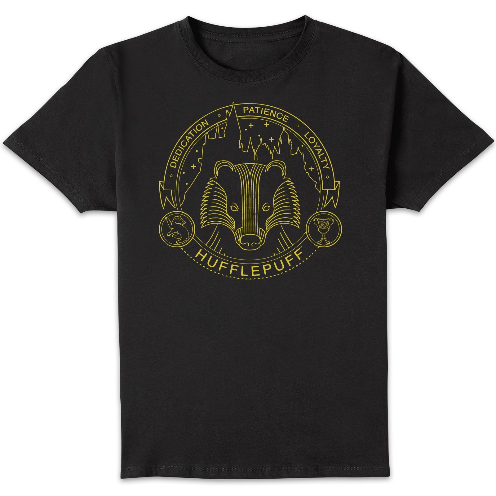 Harry Potter Hufflepuff Badger Badge Men's T-Shirt - Black - S