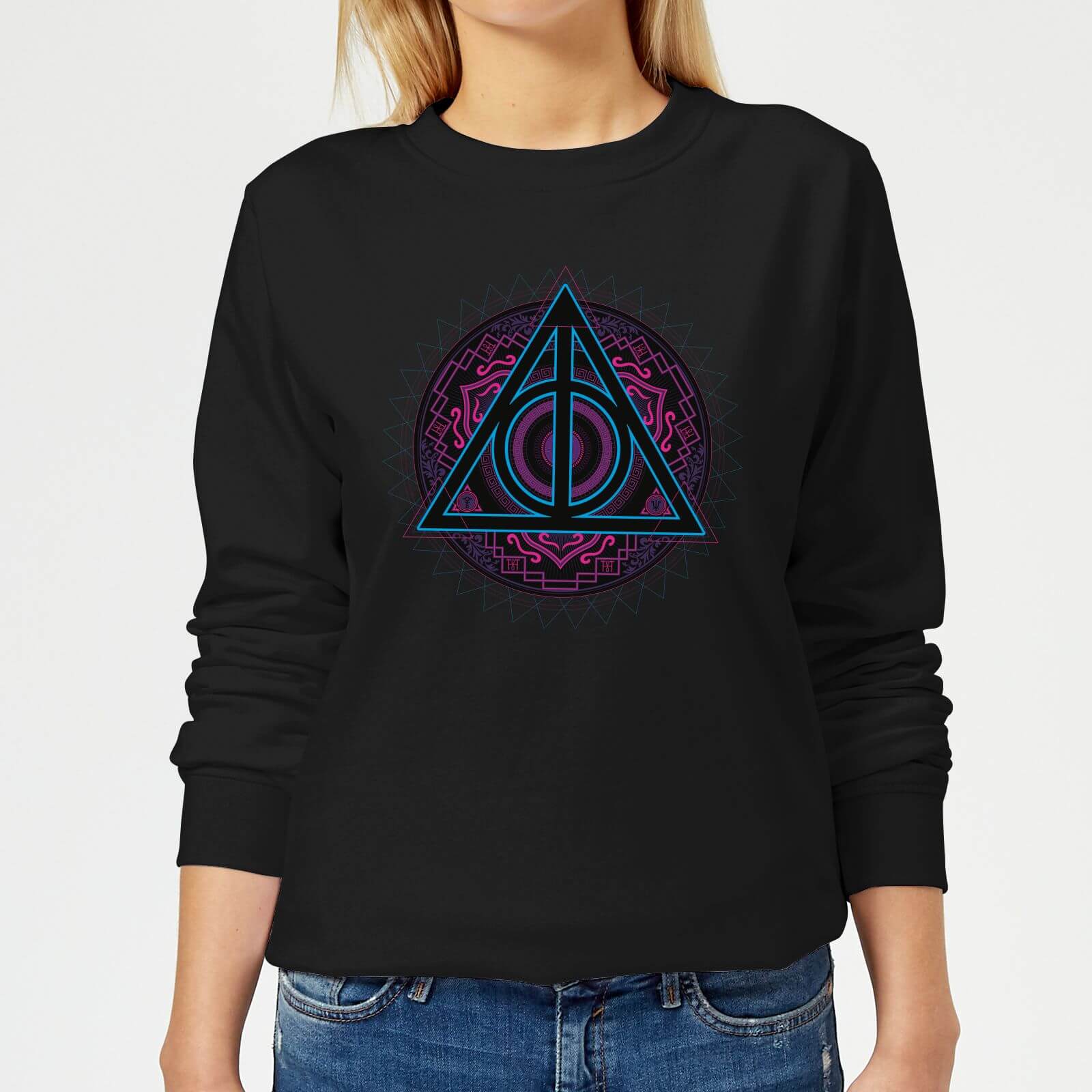 Felpa Harry Potter Deathly Hallows Neon - Nero - Donna - L