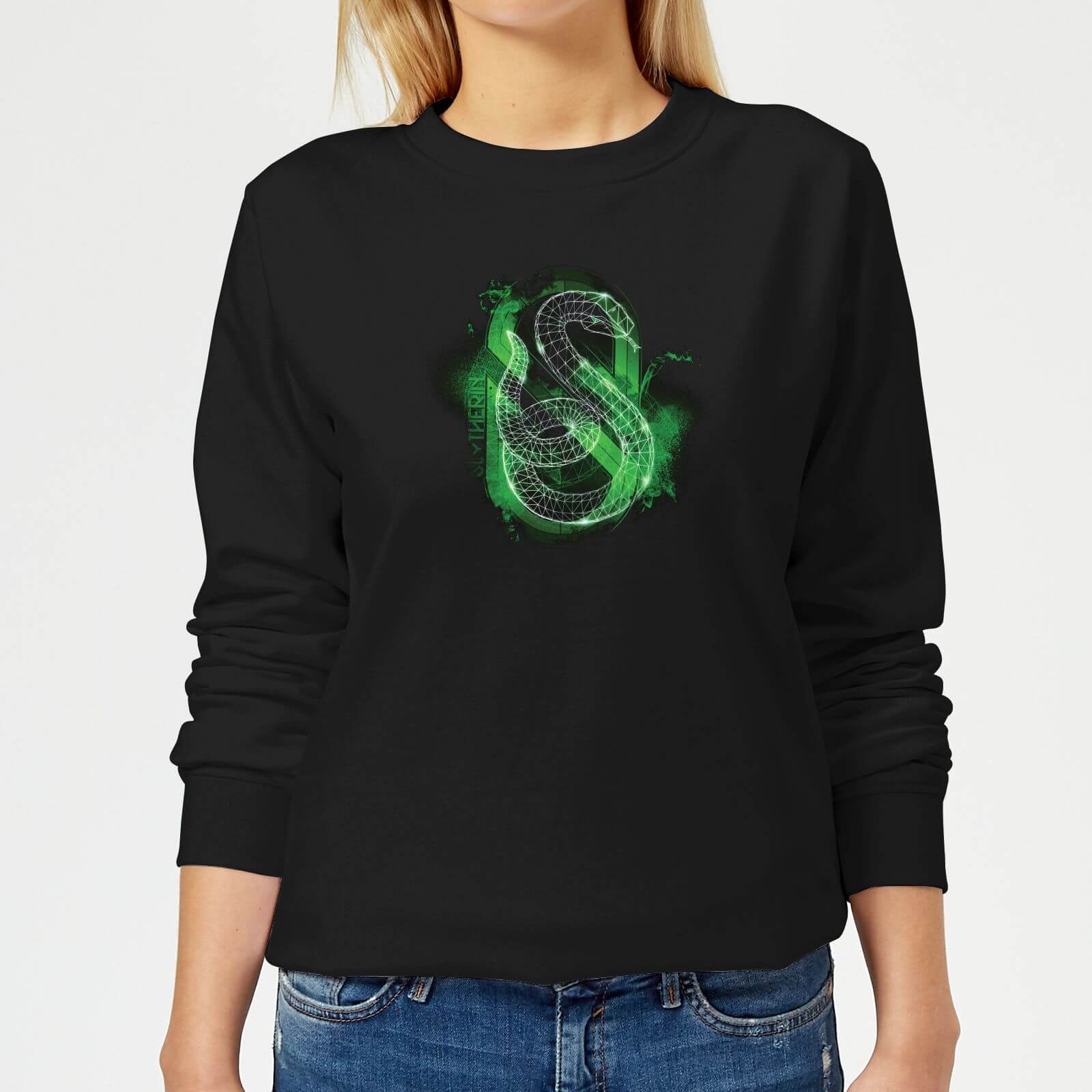 Harry Potter Slytherin Geometric Women's Sweatshirt - Black - S