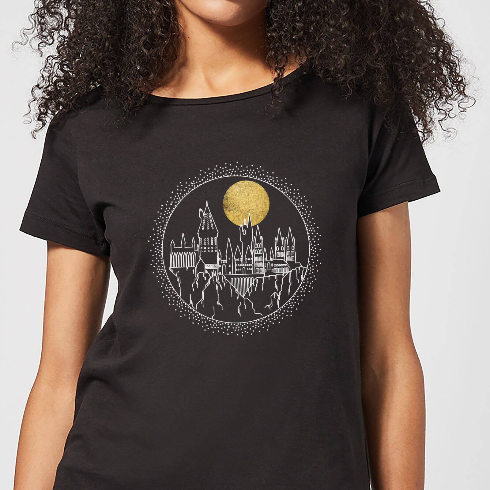 "Harry Potter Hogwarts Castle Moon Women's T-Shirt - Black - 4XL"