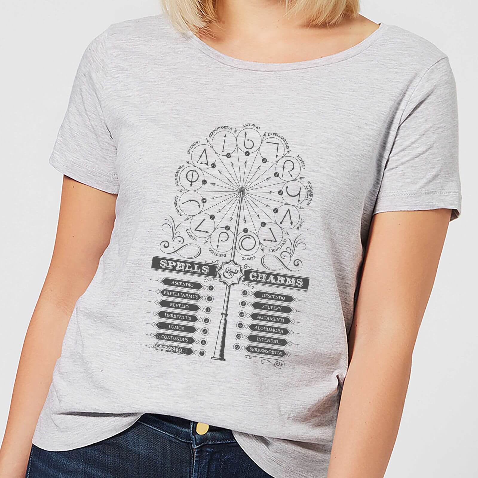 T-Shirt Harry Potter Spells Charms - Grigio - Donna - L