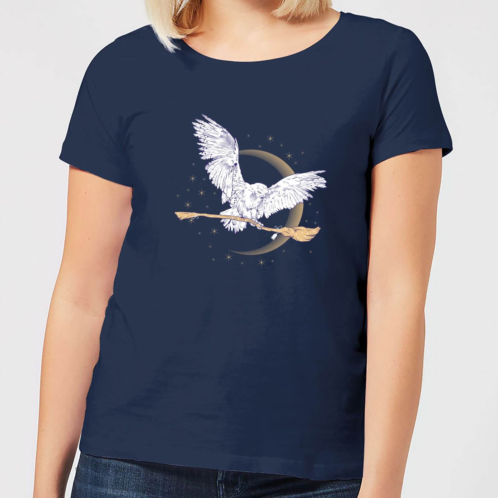T-Shirt Harry Potter Hedwig Broom - Navy - Donna - S