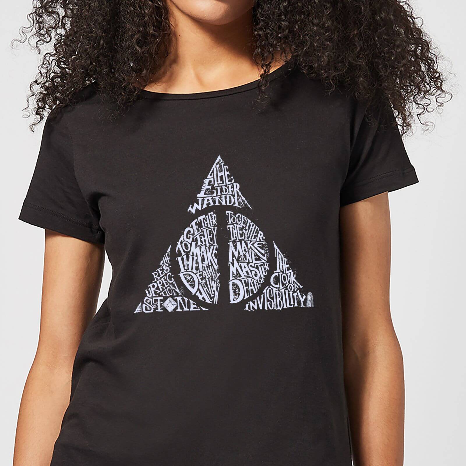 Harry Potter Deathly Hallows Text Women's T-Shirt - Black - S