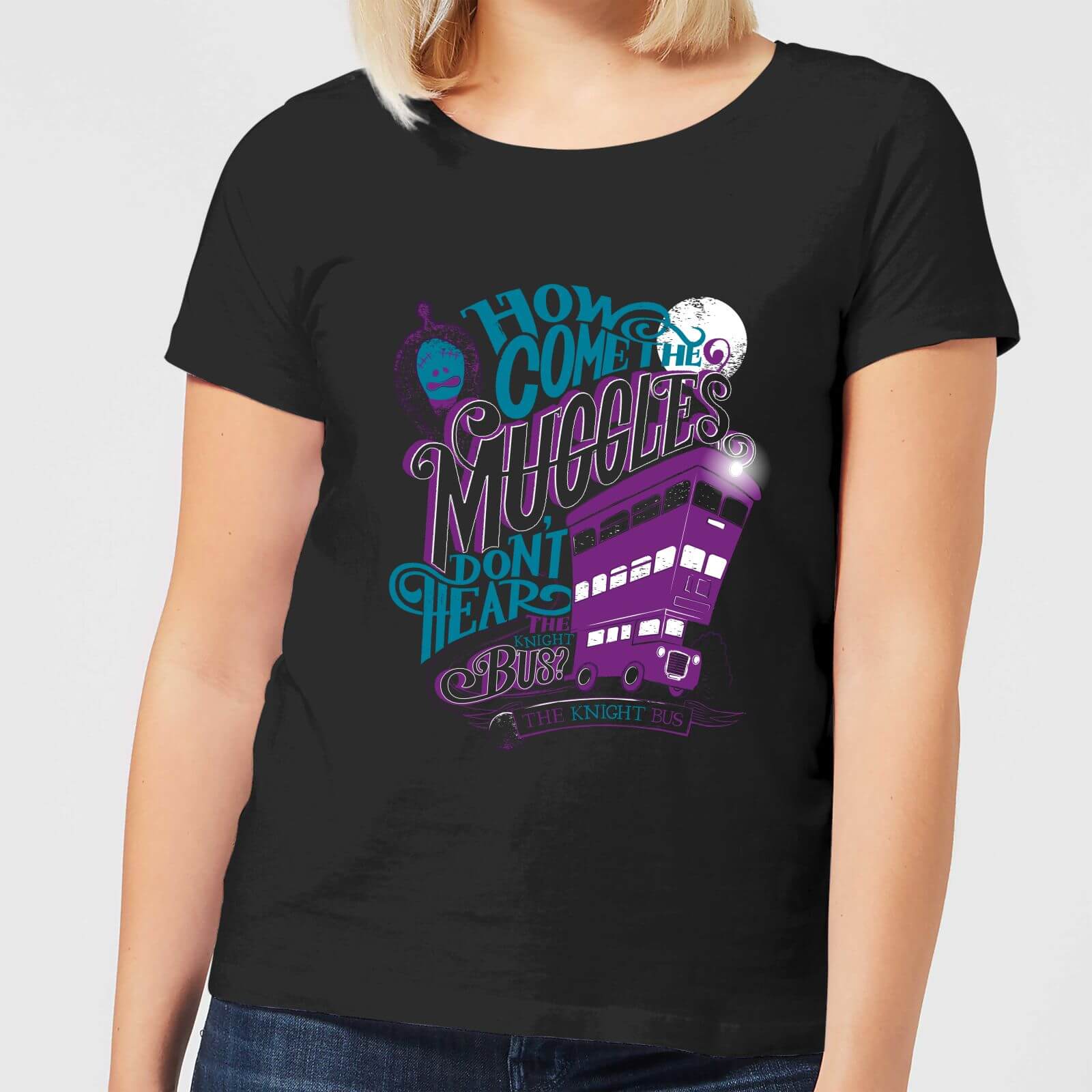 T-Shirt Harry Potter Knight Bus - Nero - Donna - M
