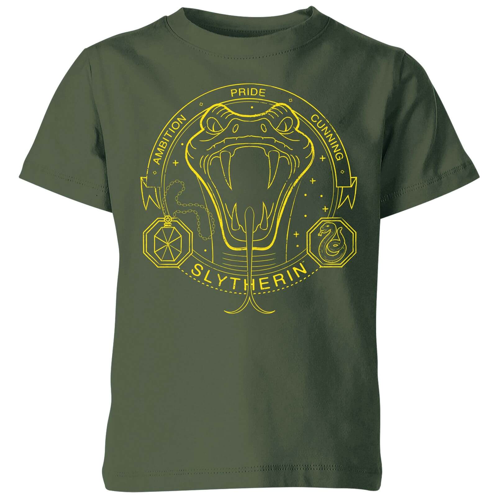 Harry Potter Slytherin Snake Badge Kids' T-Shirt - Forest Green - 9-10 Years