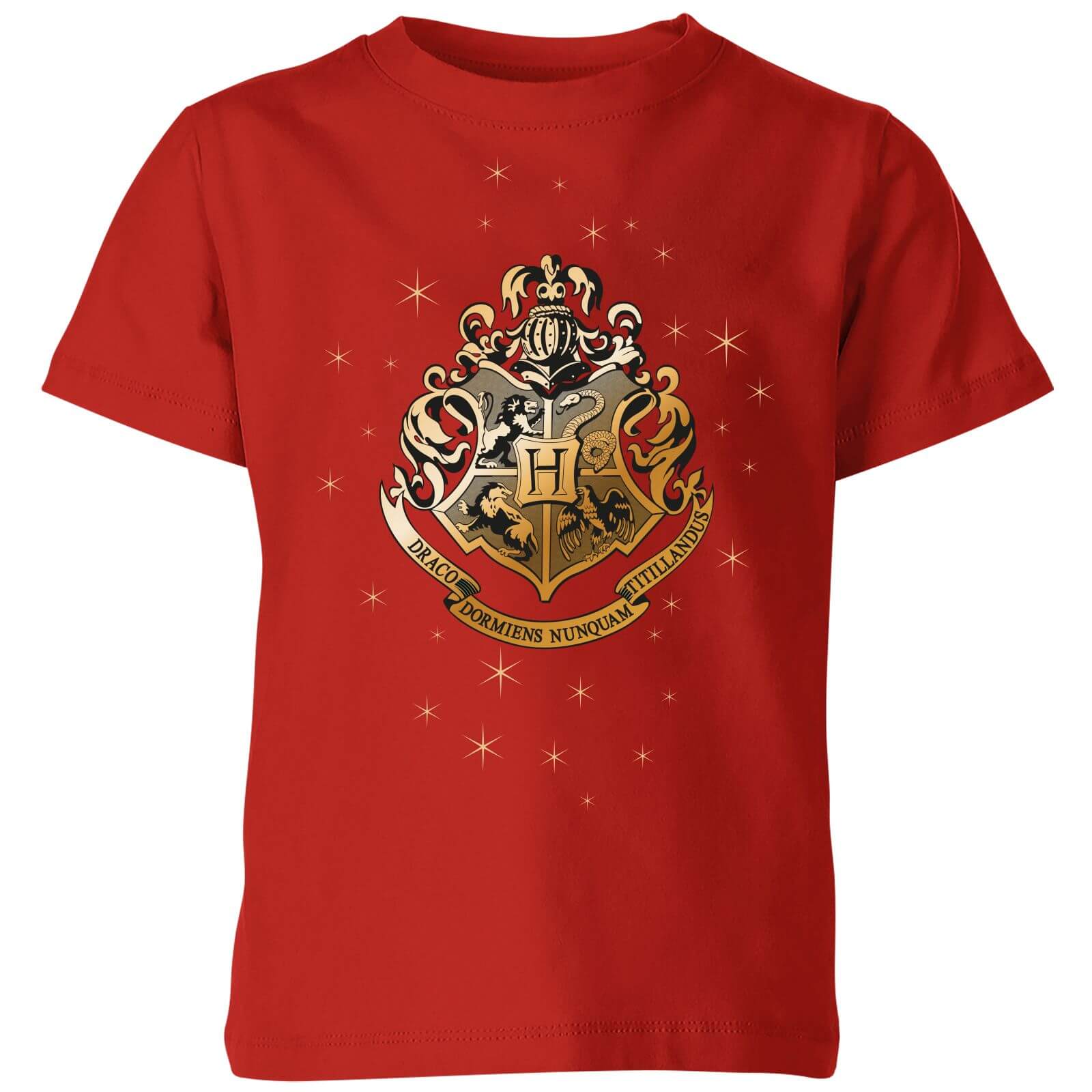 Harry Potter Star Hogwarts Gold Crest Kids' T-Shirt - Red - 9-10 Years
