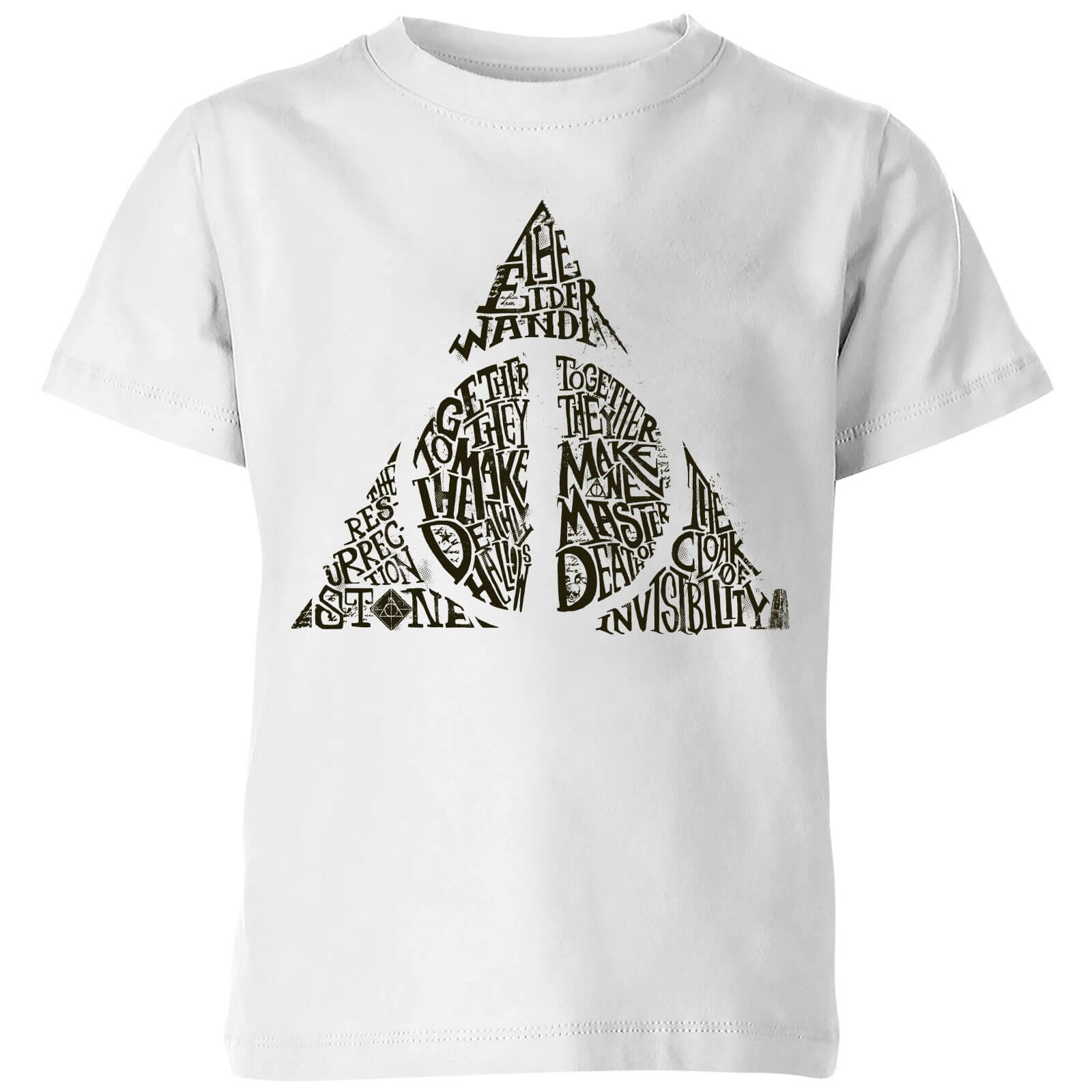 Harry Potter Deathly Hallows Text Kids' T-Shirt - White - 3-4 Years