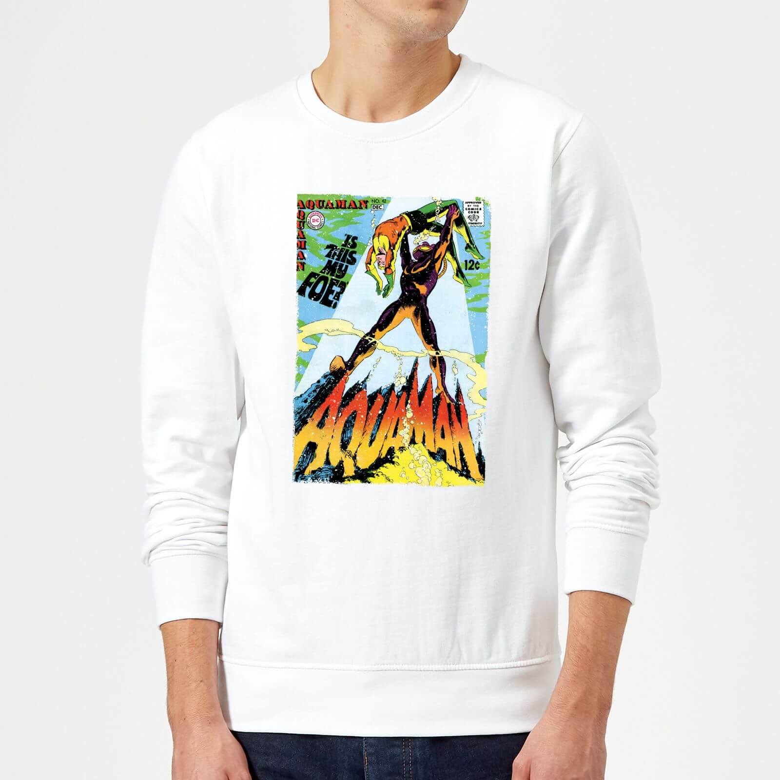 Justice League Aquaman Cover Sweatshirt - White - L - Bianco