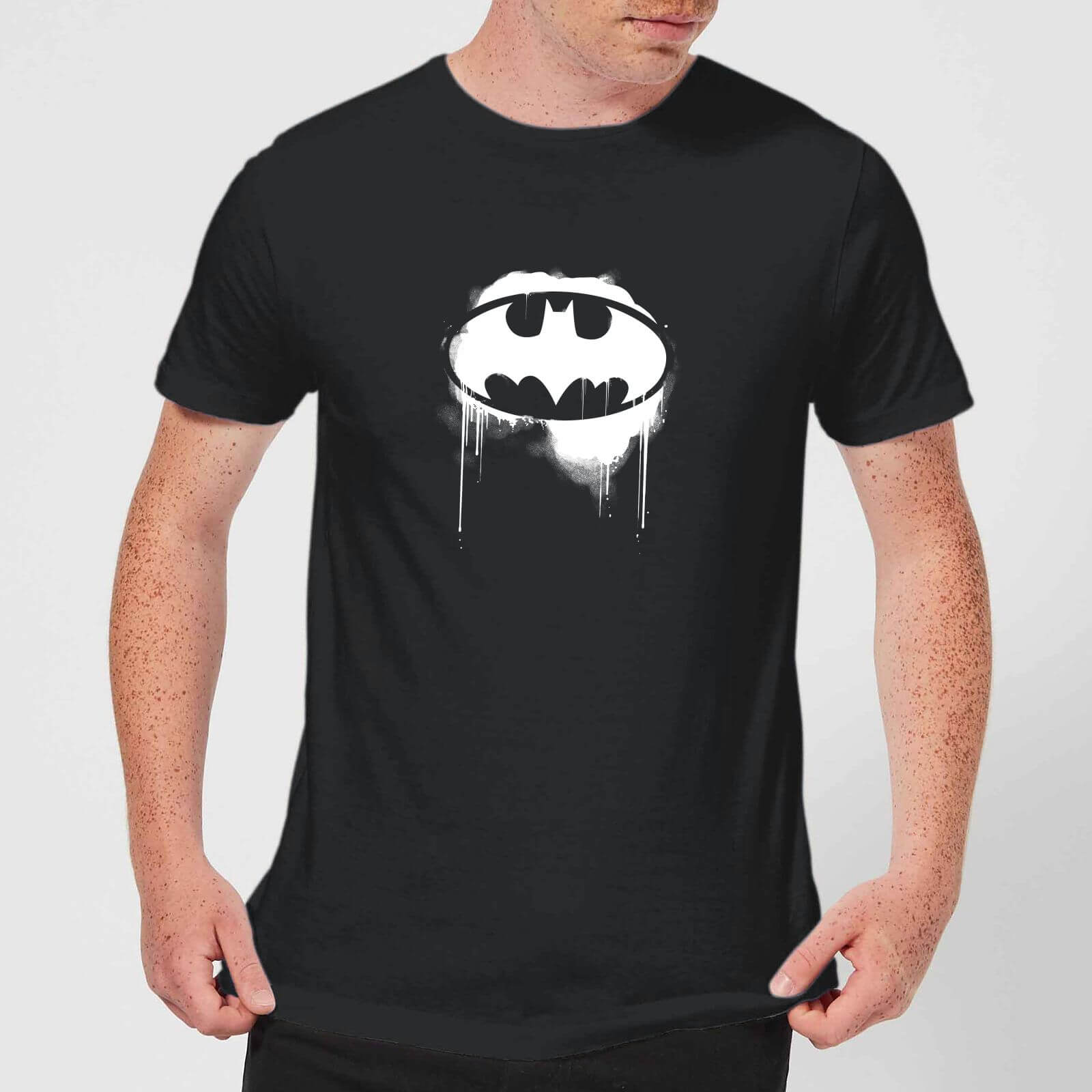 Image of Justice League Graffiti Batman Men's T-Shirt - Black - S - Schwarz