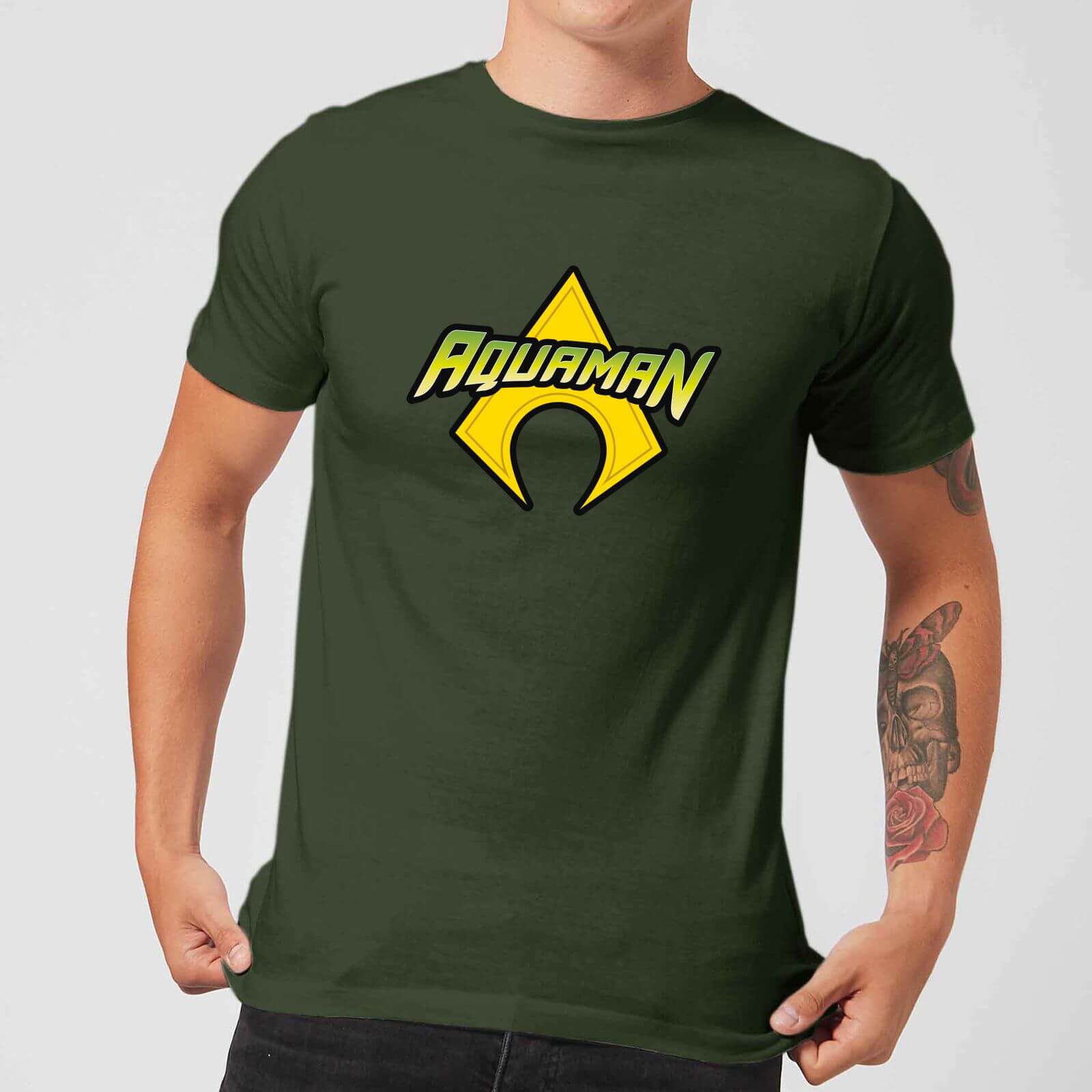 Justice League Aquaman Logo Men's T-Shirt - Forest Green - XS