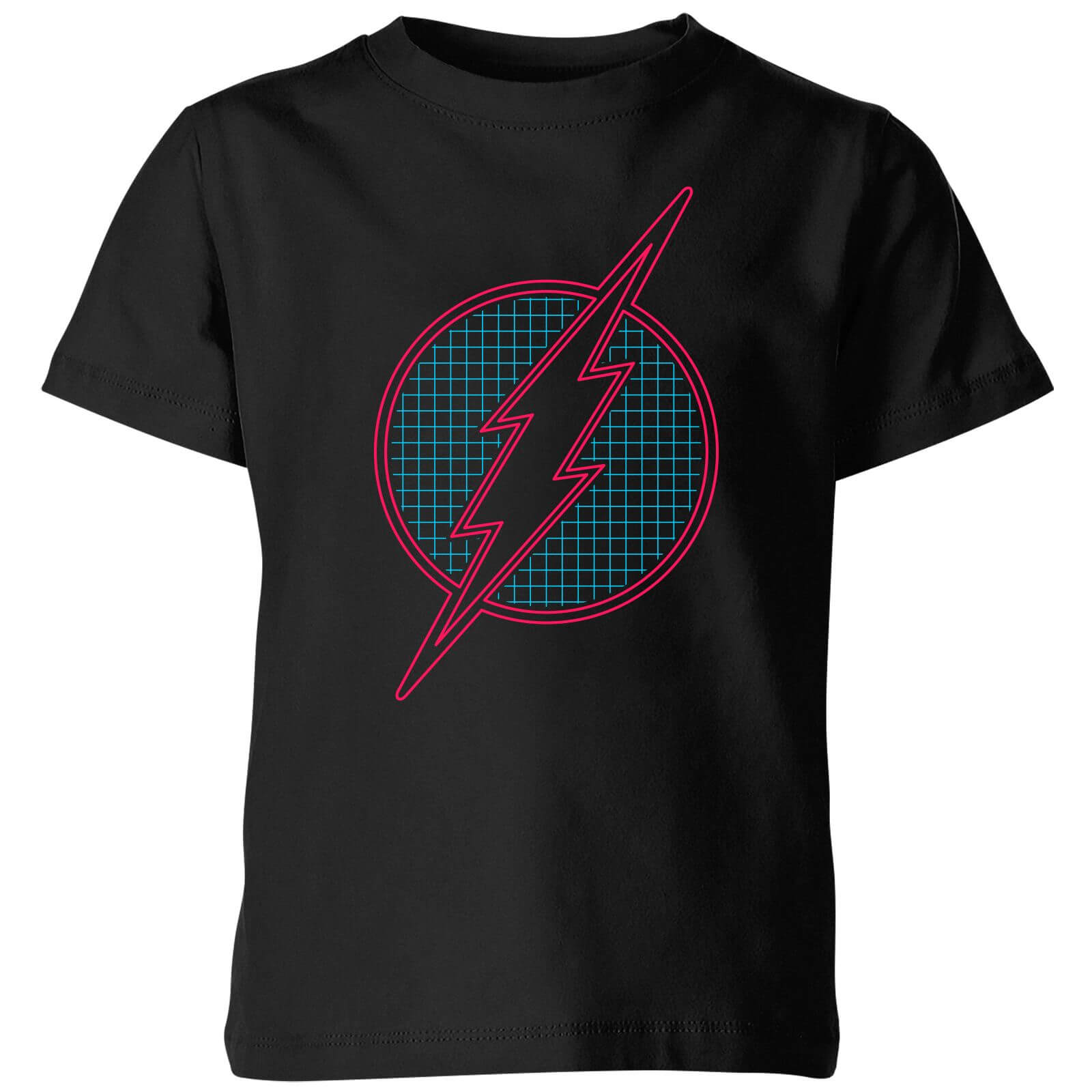 Justice League Flash Retro Grid Logo Kids' T-Shirt - Black - 7-8 Years