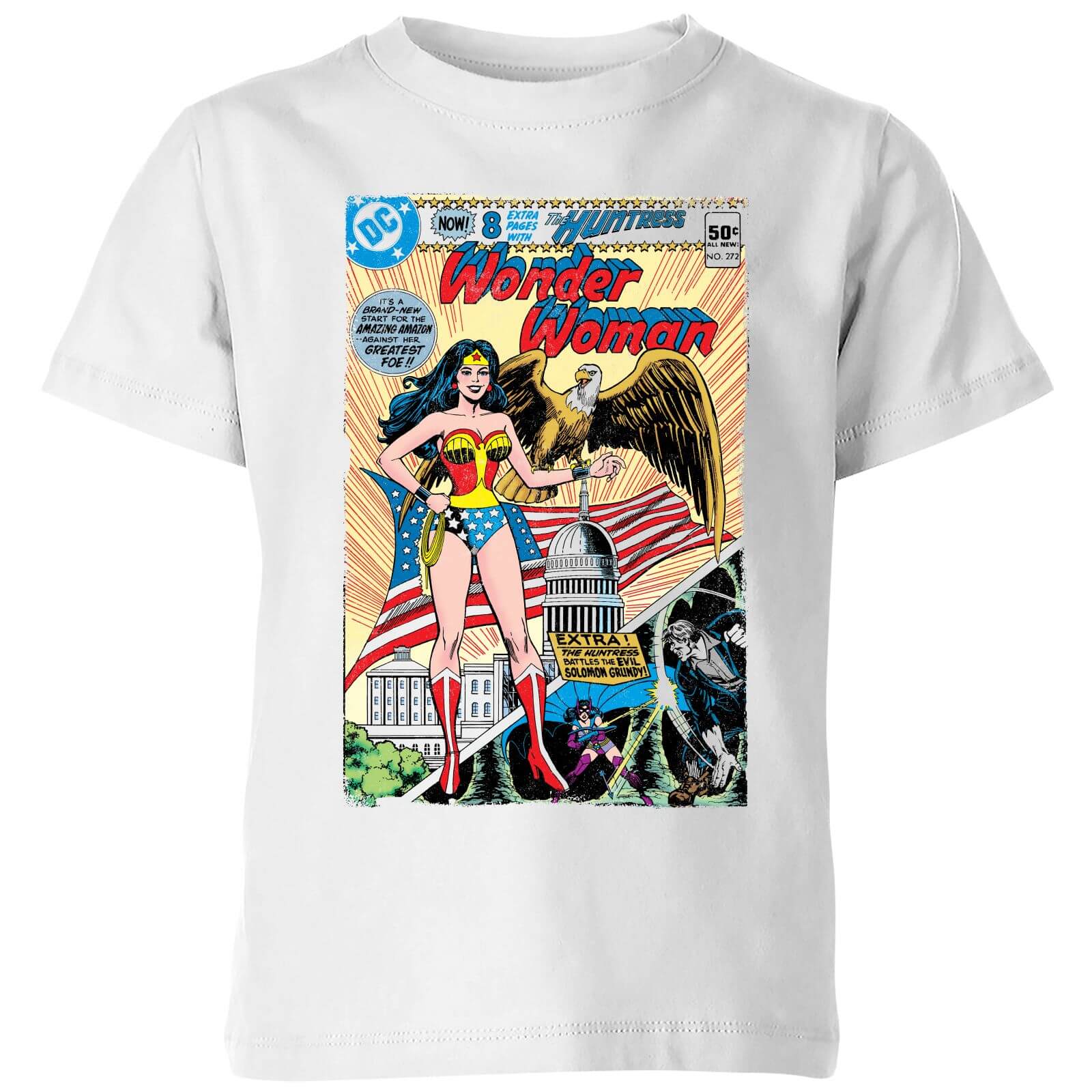 Justice League Wonder Woman Cover Kids' T-Shirt - White - 7-8 Years