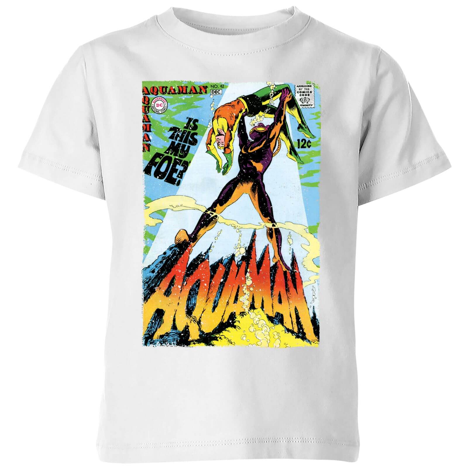 Justice League Aquaman Cover Kids' T-Shirt - White - 7-8 ans