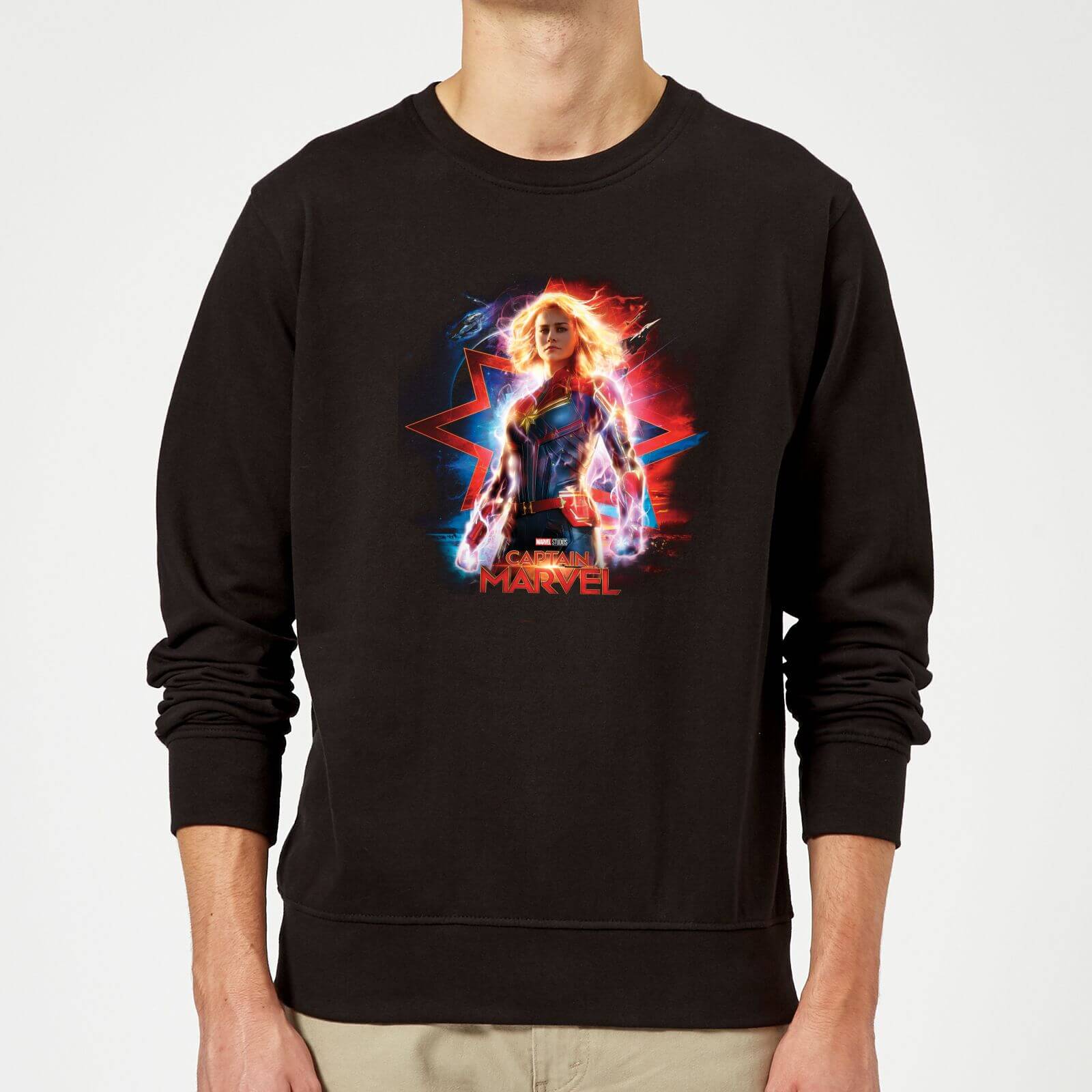 Captain Marvel Poster Sweatshirt - Black - XXL - Noir