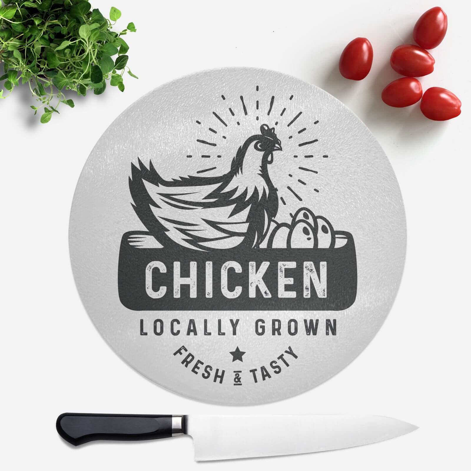 Chicken Locally Grown Round Chopping Board