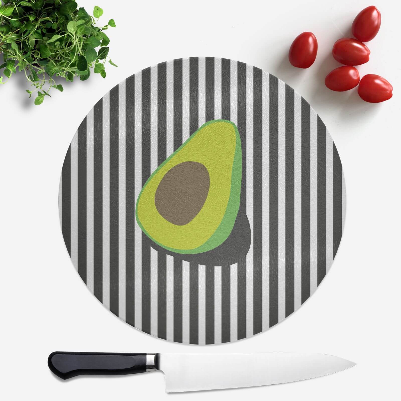 Avocado And Stripes Round Chopping Board