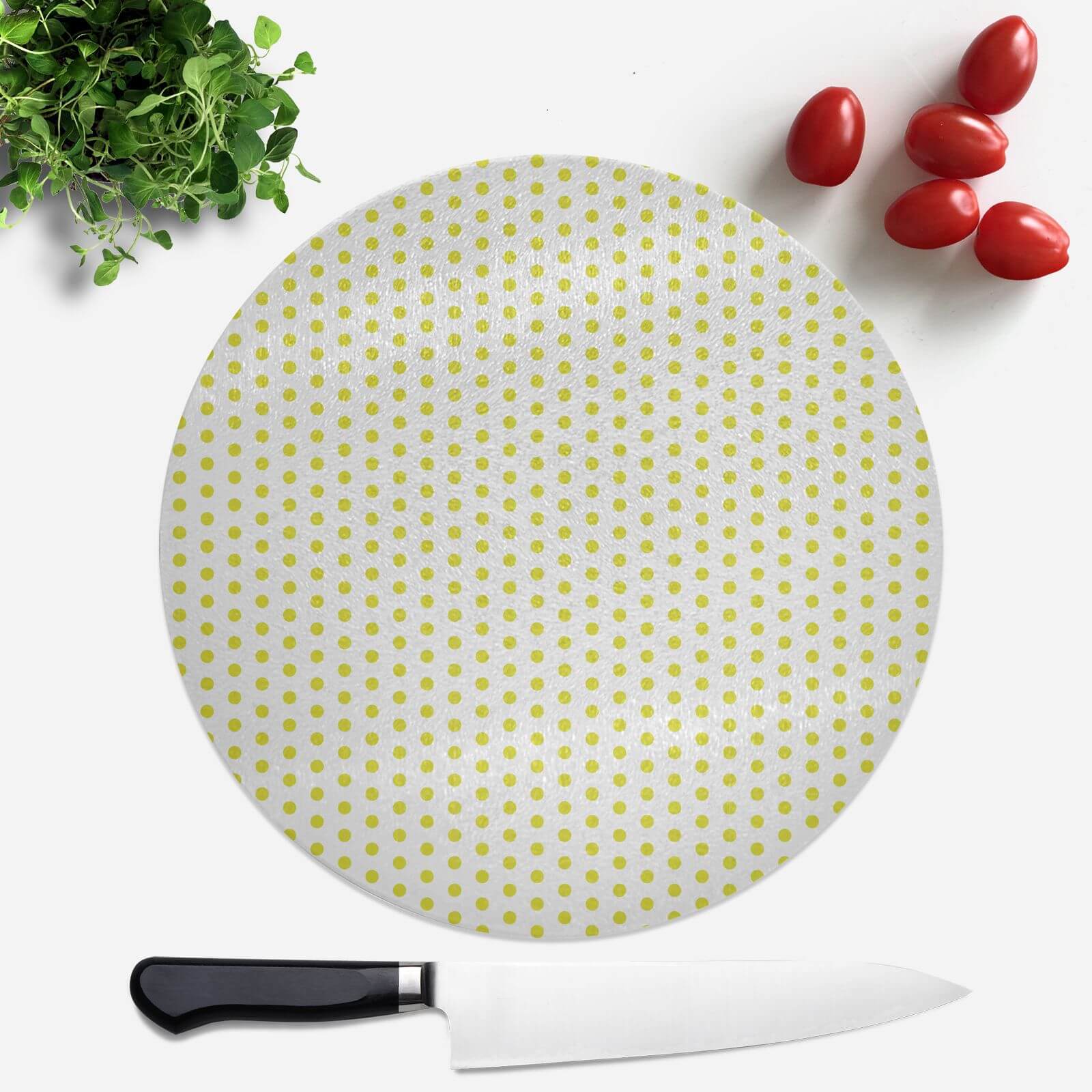 Lime Green Polka Dot Round Chopping Board