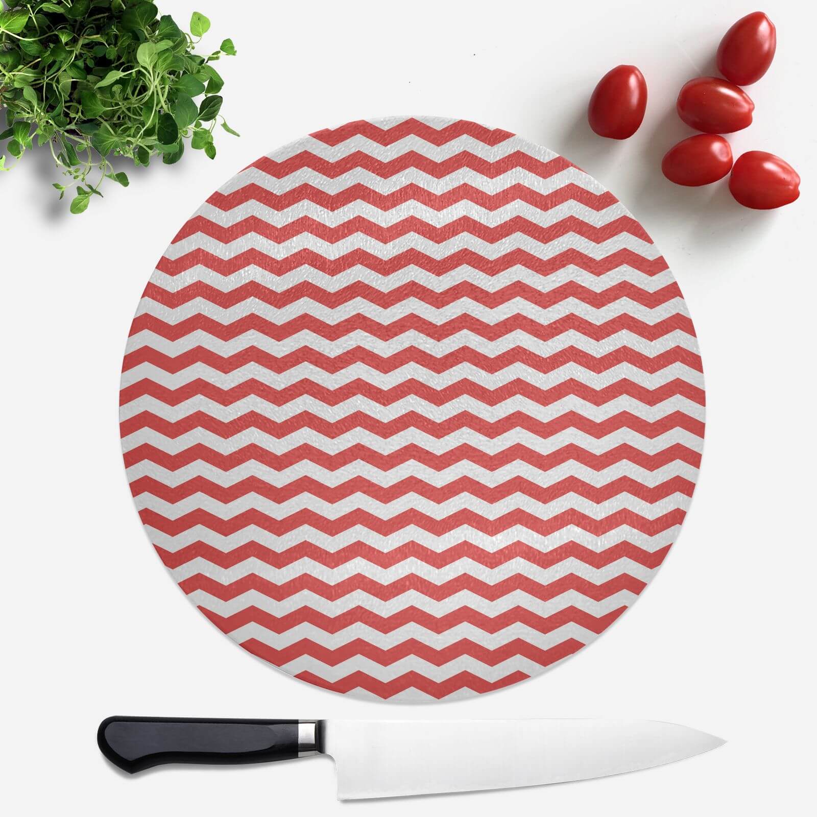 Red Zig Zag Round Chopping Board