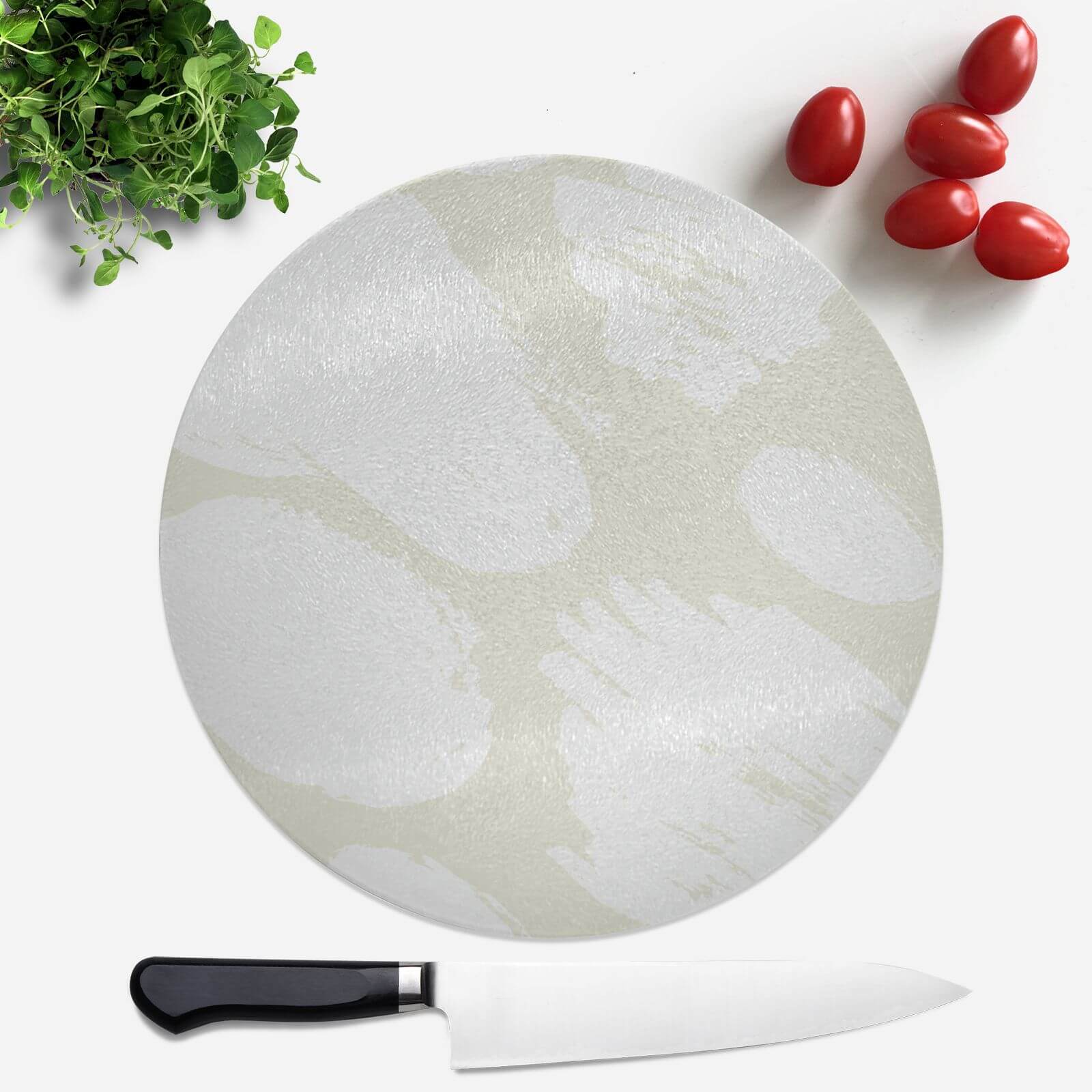 Beige And White Scribble Round Chopping Board