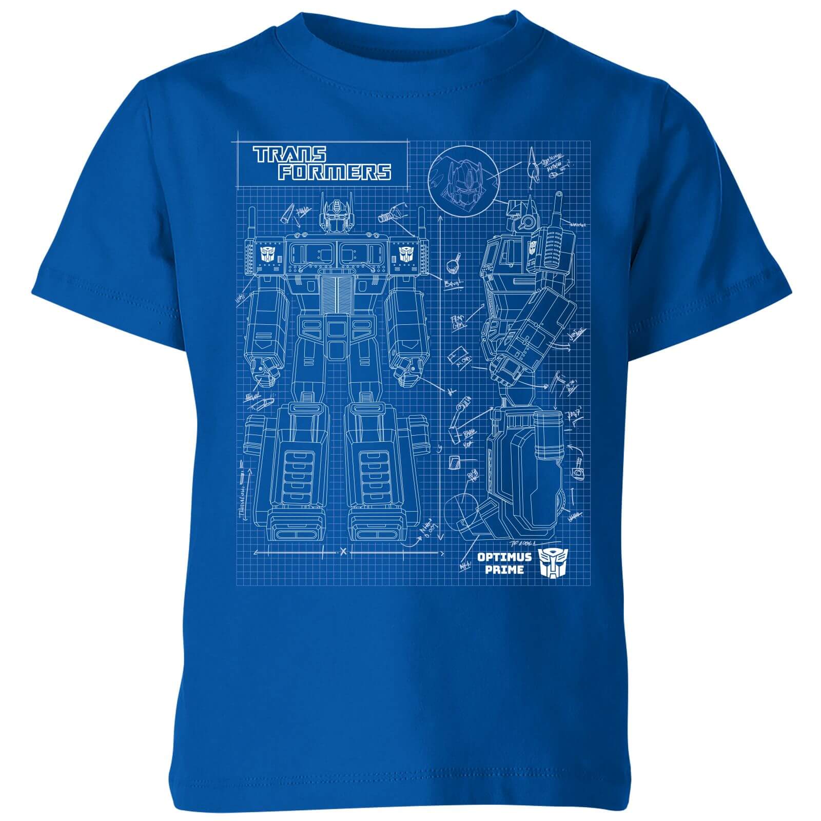 Transformers Optimus Prime Schematic Kids' T-Shirt - Royal Blue - 3-4 Years