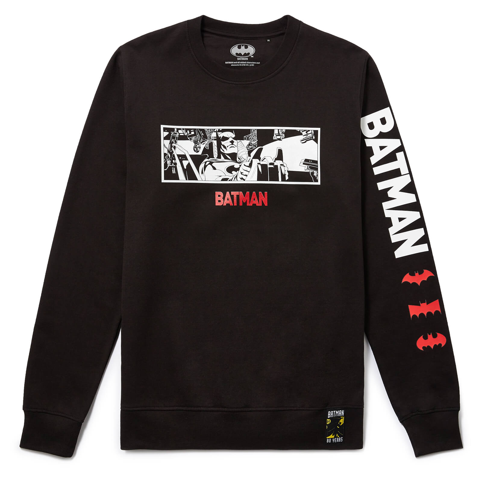 batman 80th anniversary batmobile sweatshirt - black - xxl