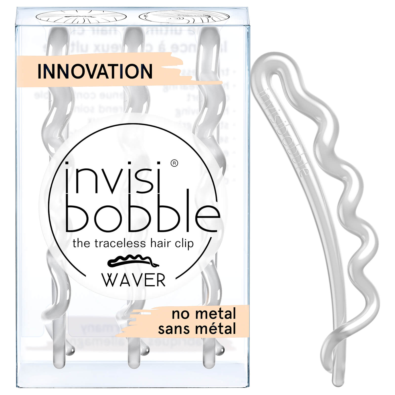 

invisibobble Waver Slide-Lock Hair Clip - Crystal Clear (Pack of 3)